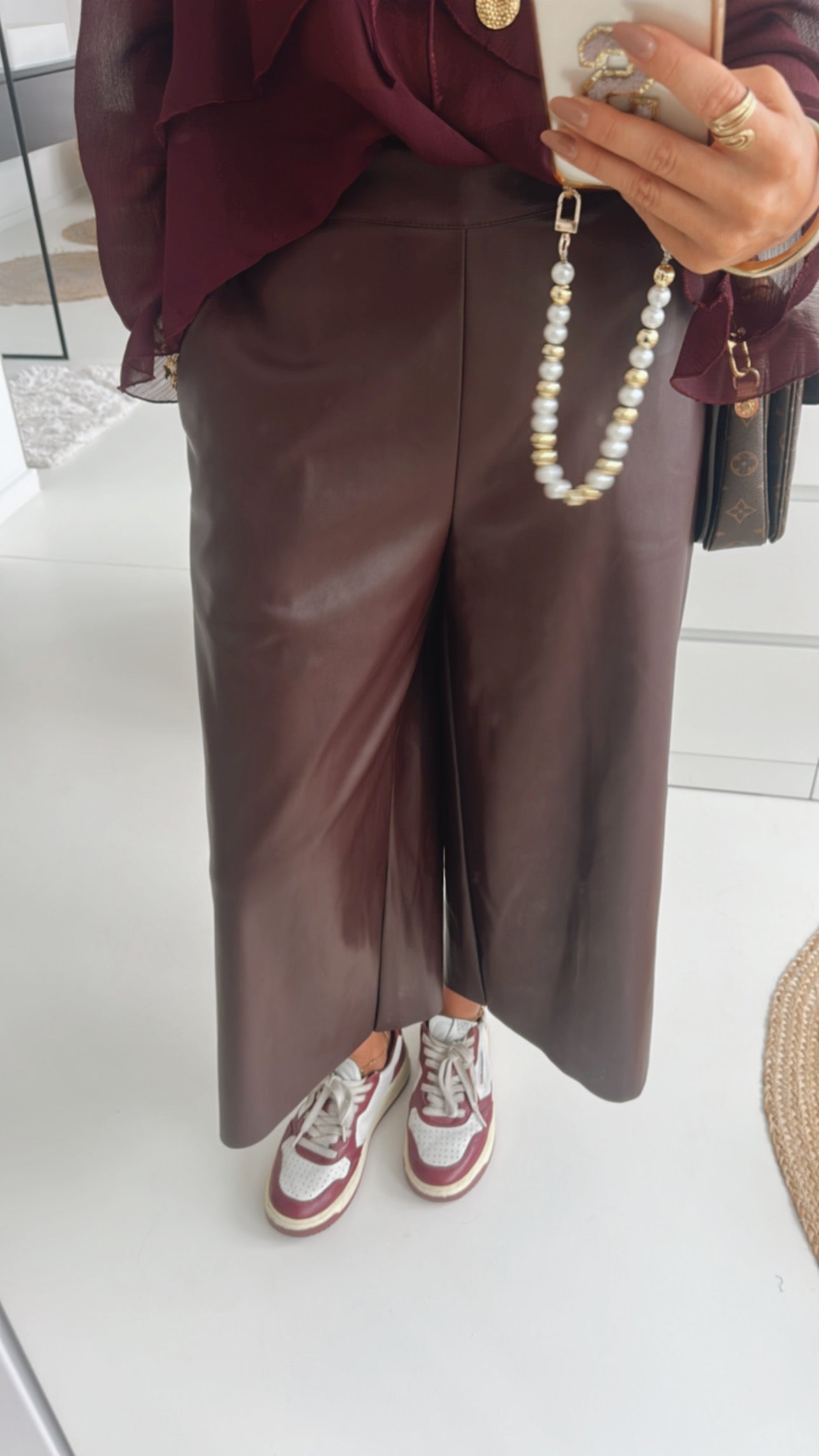 Loose Capri Hose Lederoptik