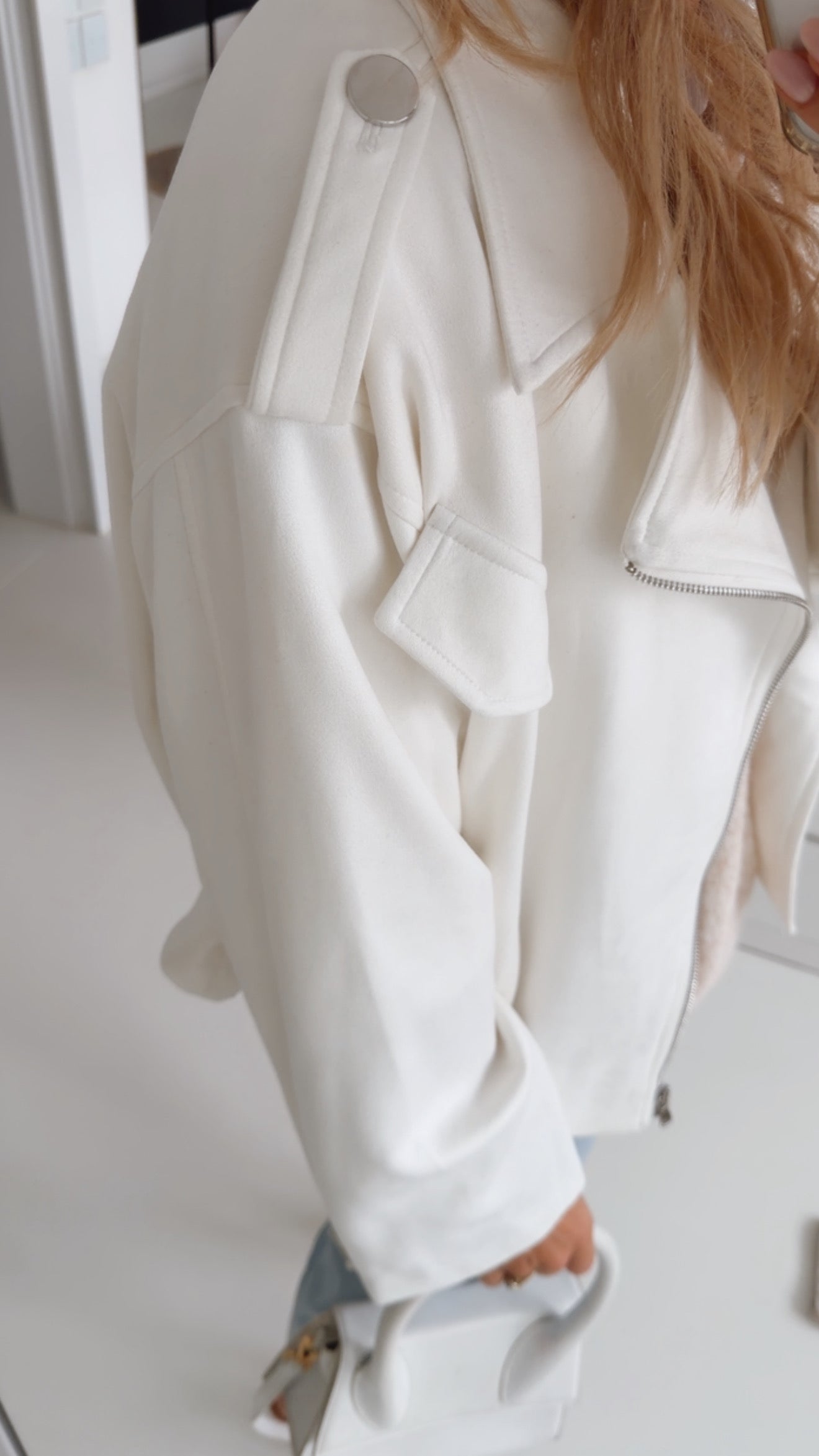 Midi Jacke Belt Wildlederoptik