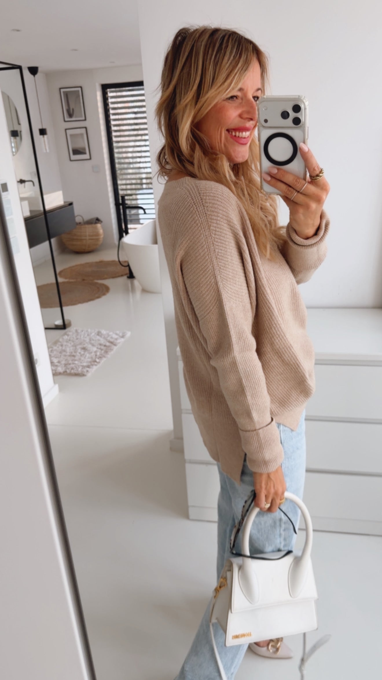 Ribbed Strick Pulli Umschlagarm