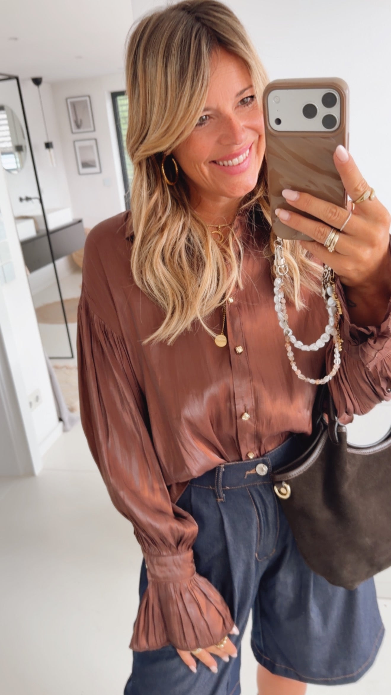 Schimmer Bluse Statement Ärmel