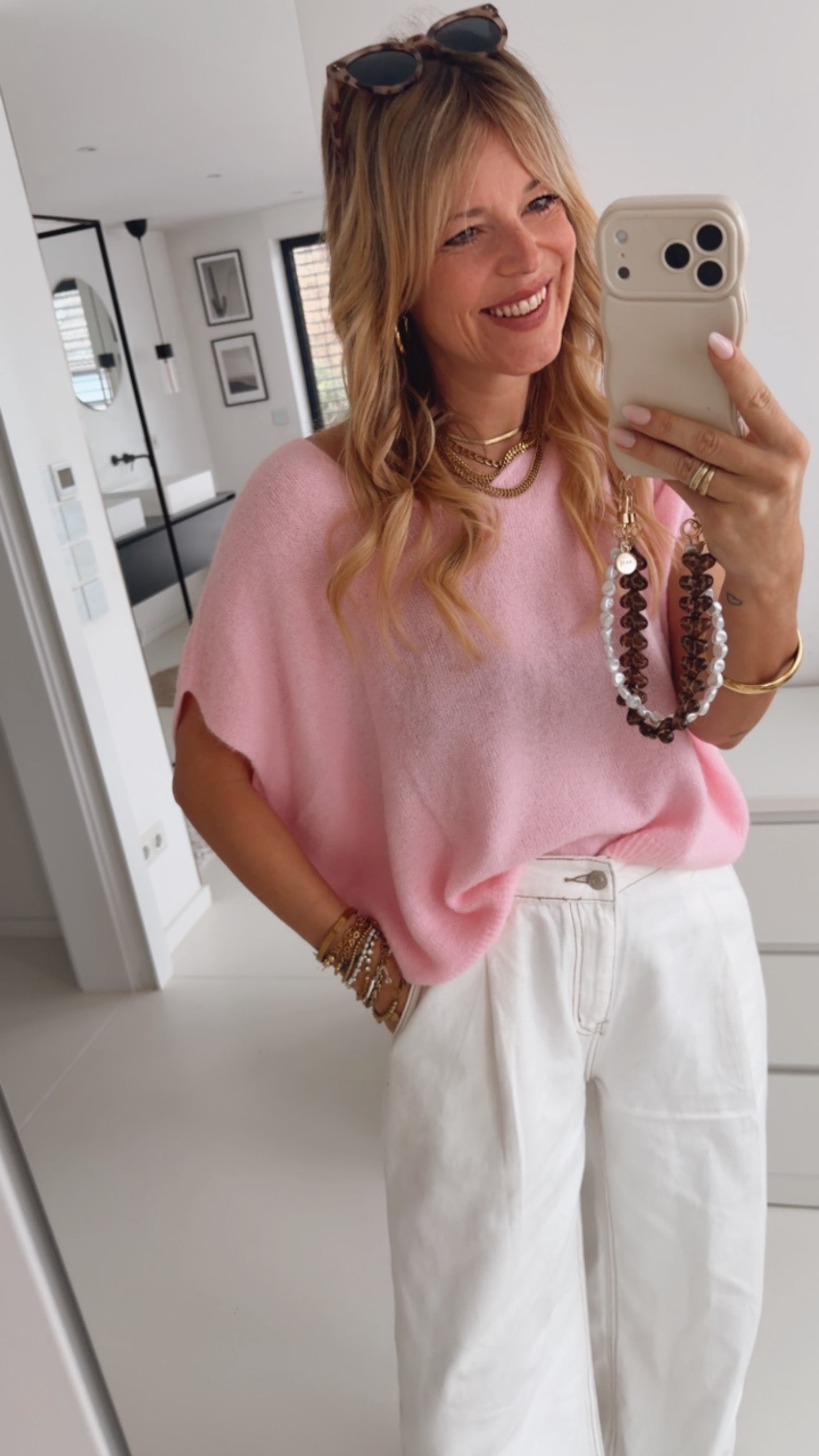 Midi Strick Pullunder Loose V-Neck