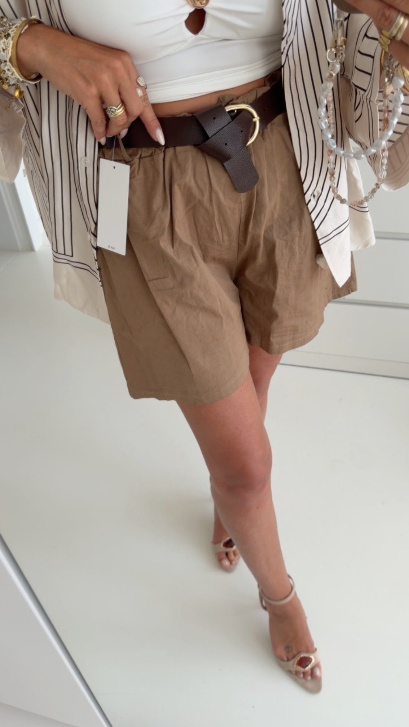 Knitter Shorts mit Gürtel