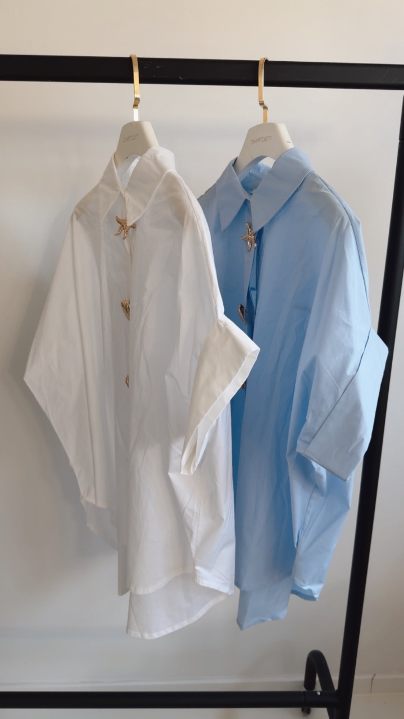 Hemd Bluse Statement Buttons Kurzarm