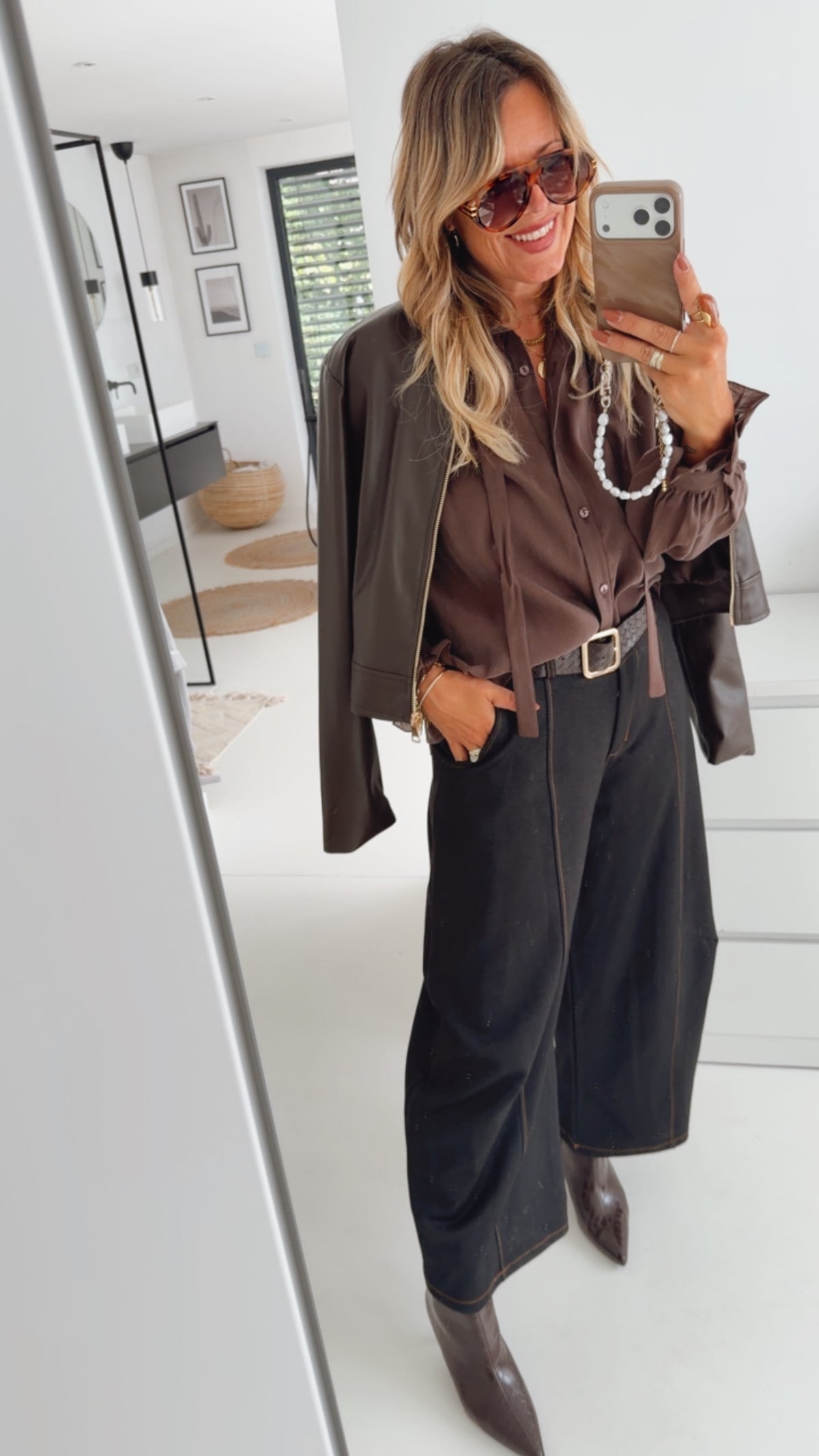 Cropped Jacke Lederoptik