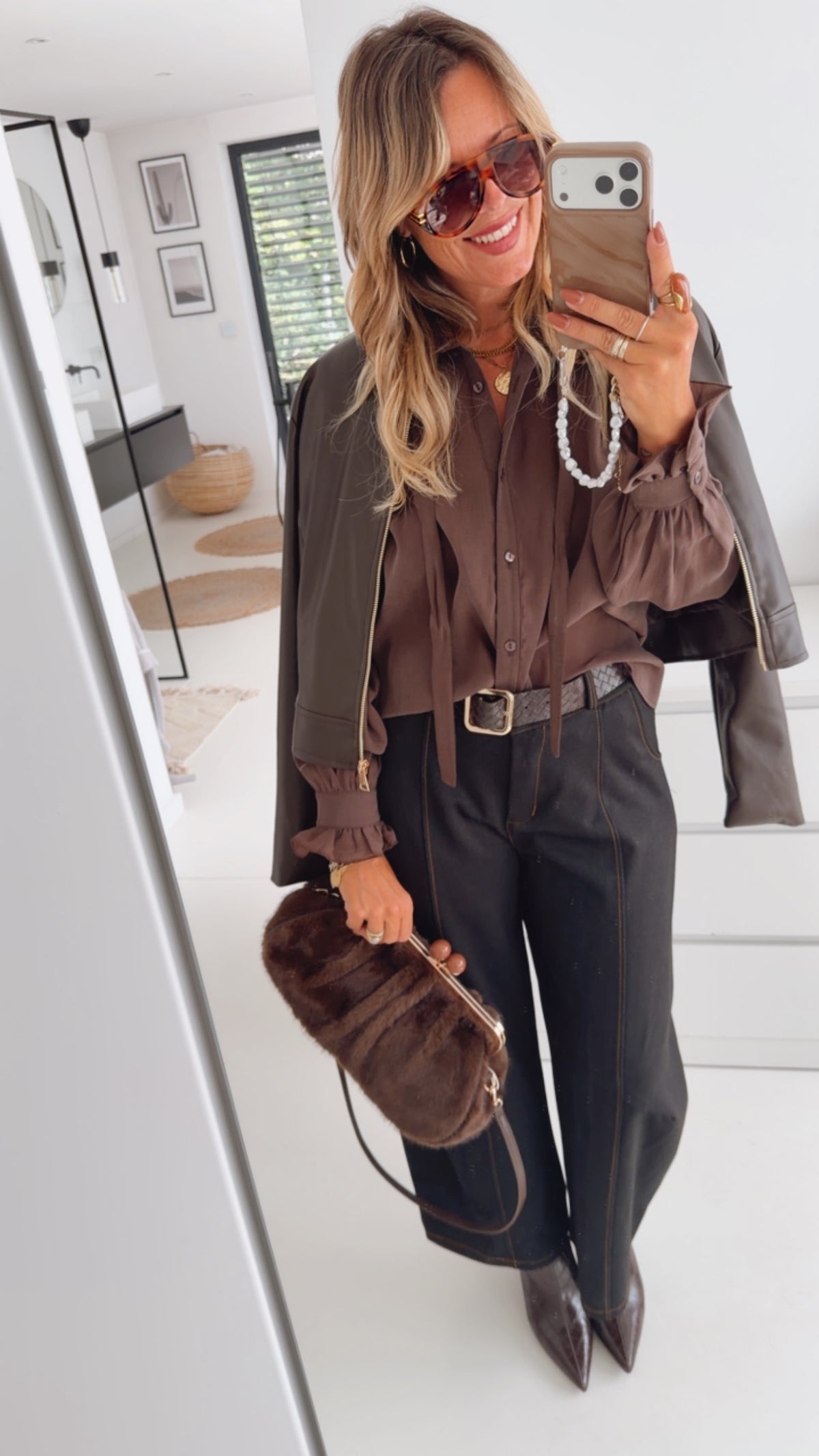 Cropped Jacke Lederoptik