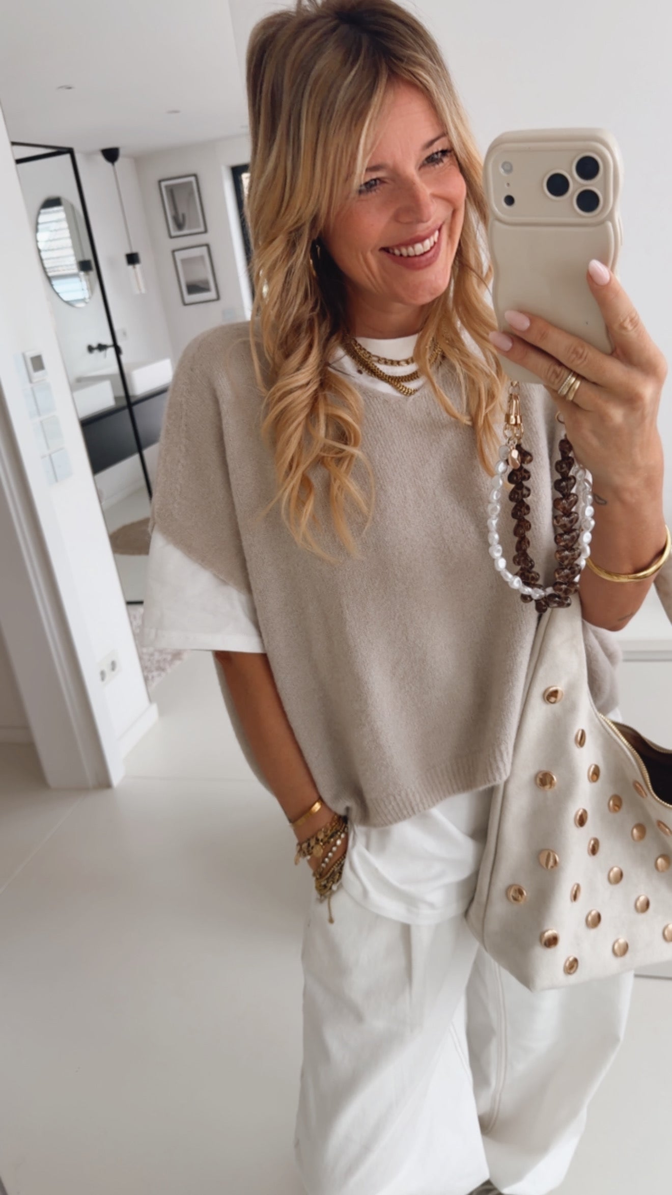 Midi Strick Pullunder Loose V-Neck