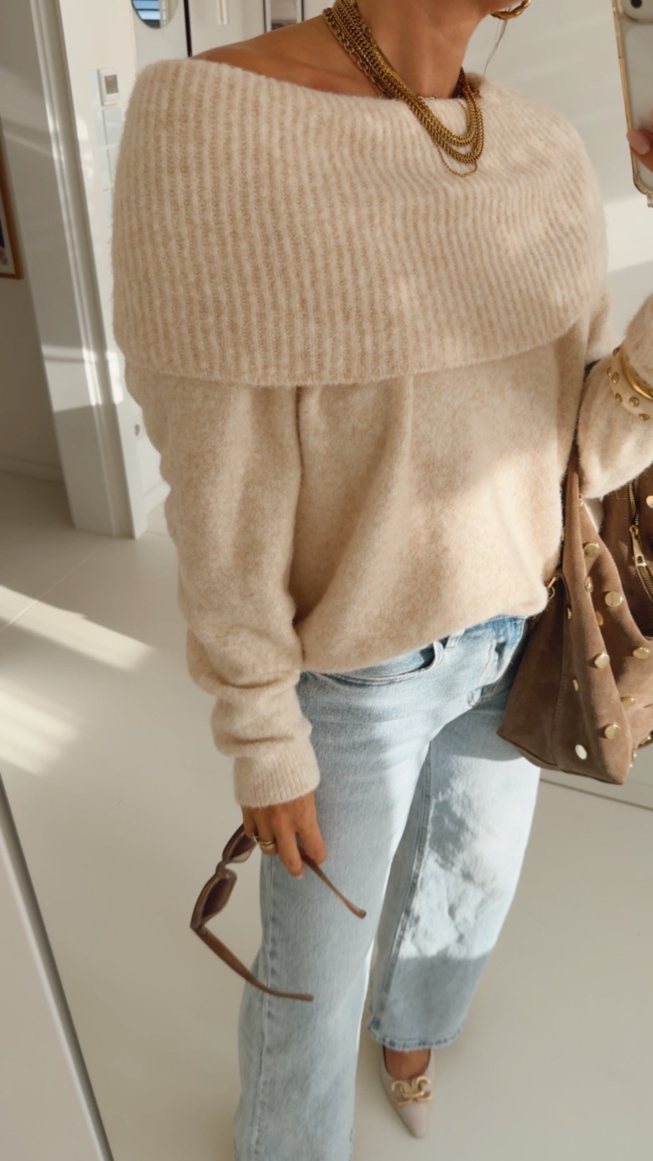 Strick Pulli Off-Shoulder