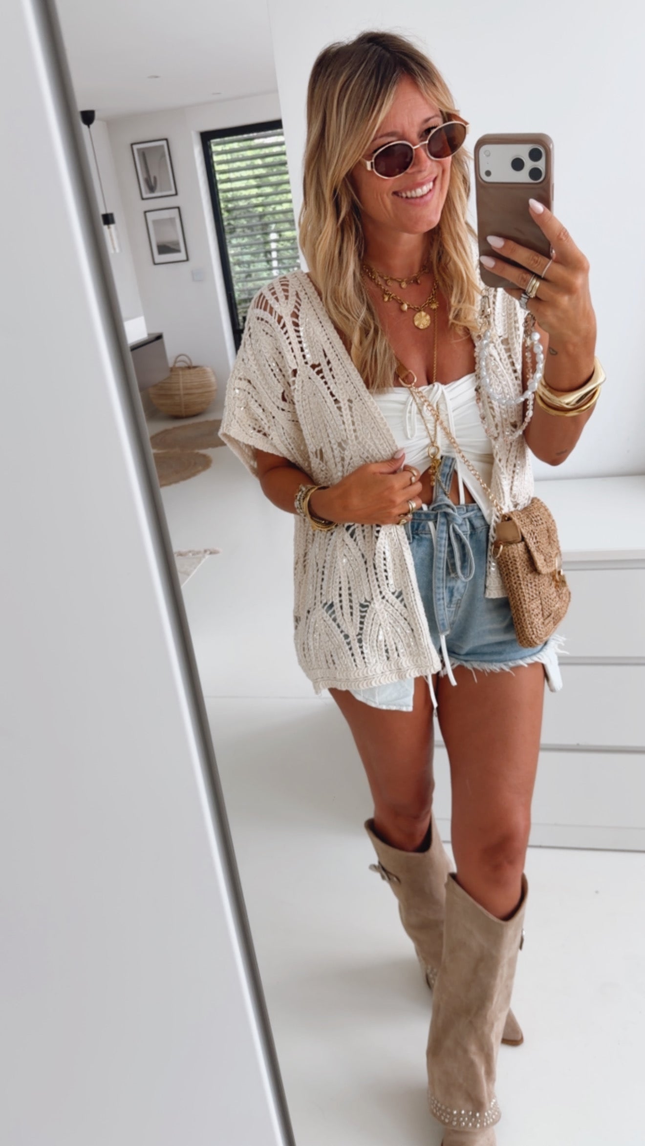 Jeans Shorts Mit Bindegurt