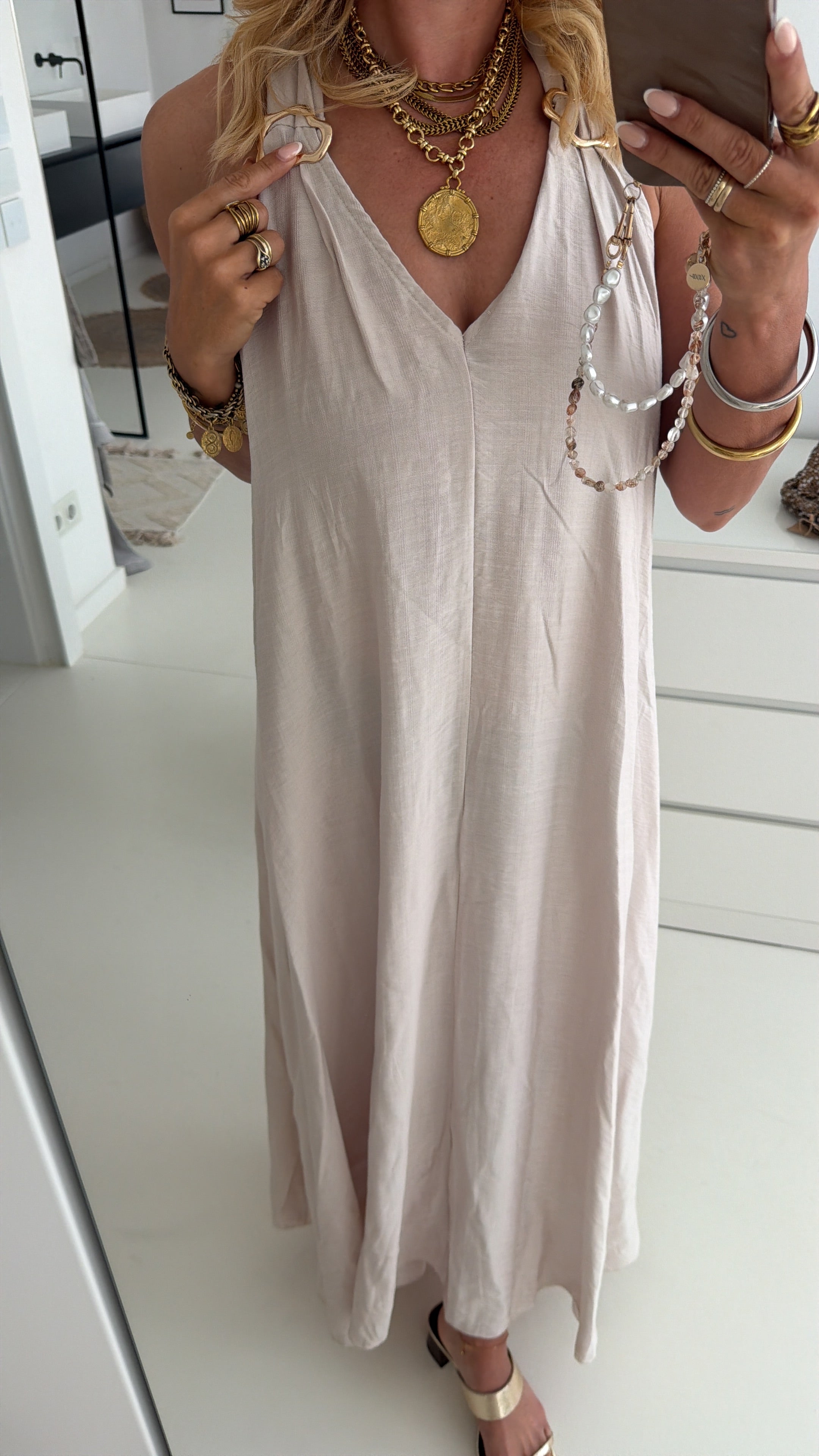 Long Kleid Golden Detail