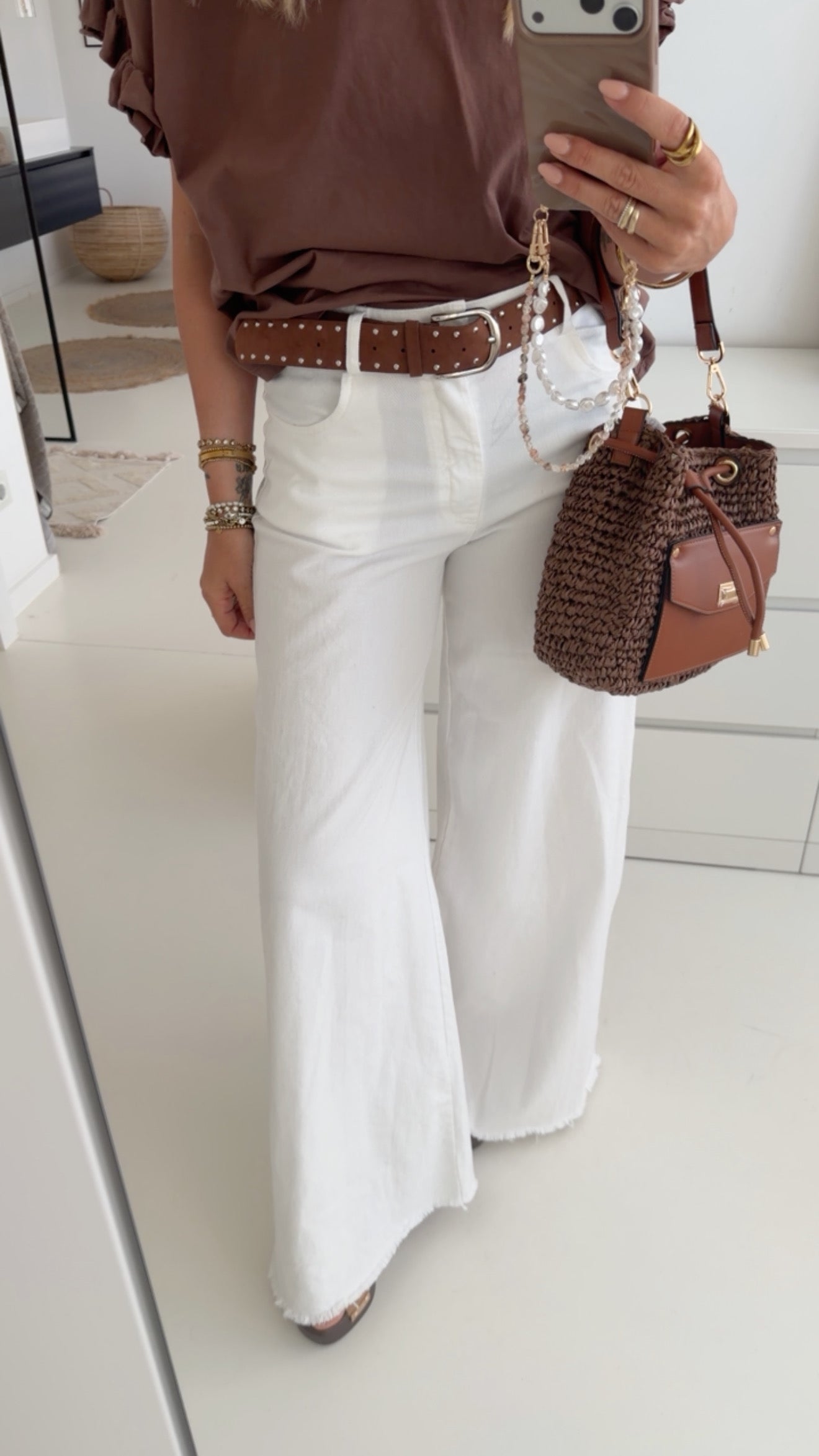 Fransen Jeans Mit Gürtel