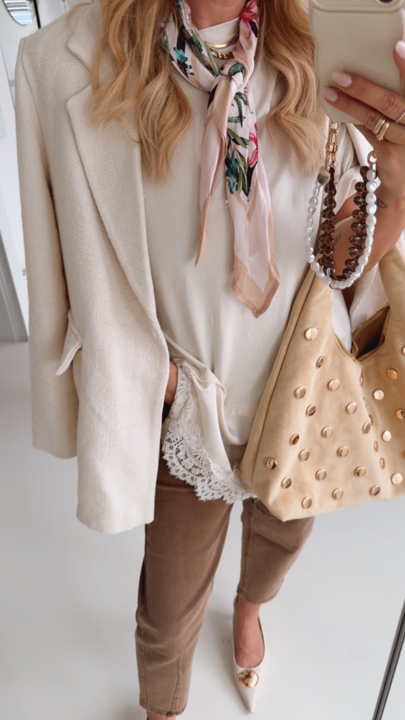 Loose T-Shirt Diagonal Lace