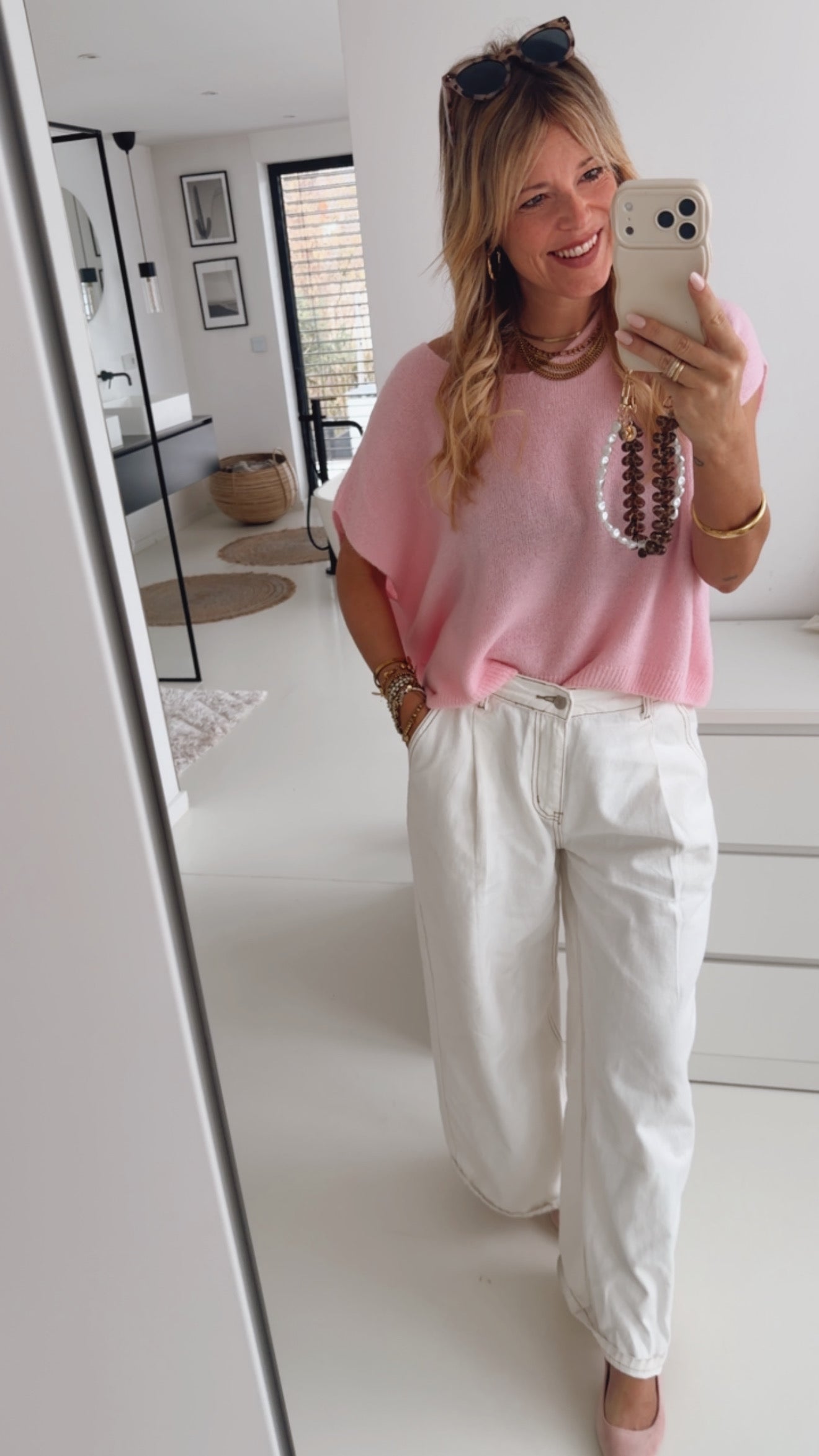 Midi Strick Pullunder Loose V-Neck