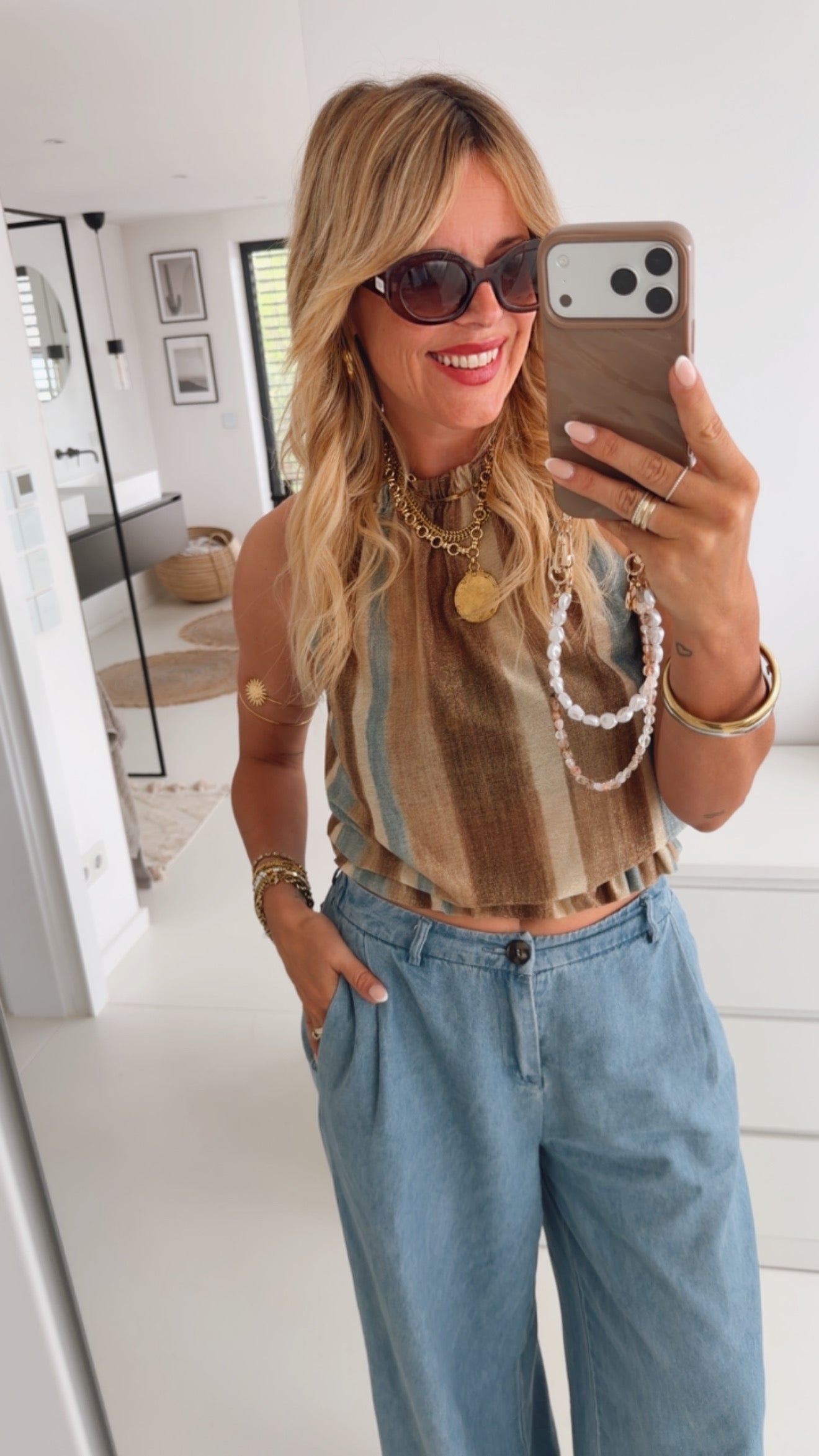 Neckholder Top Plissee