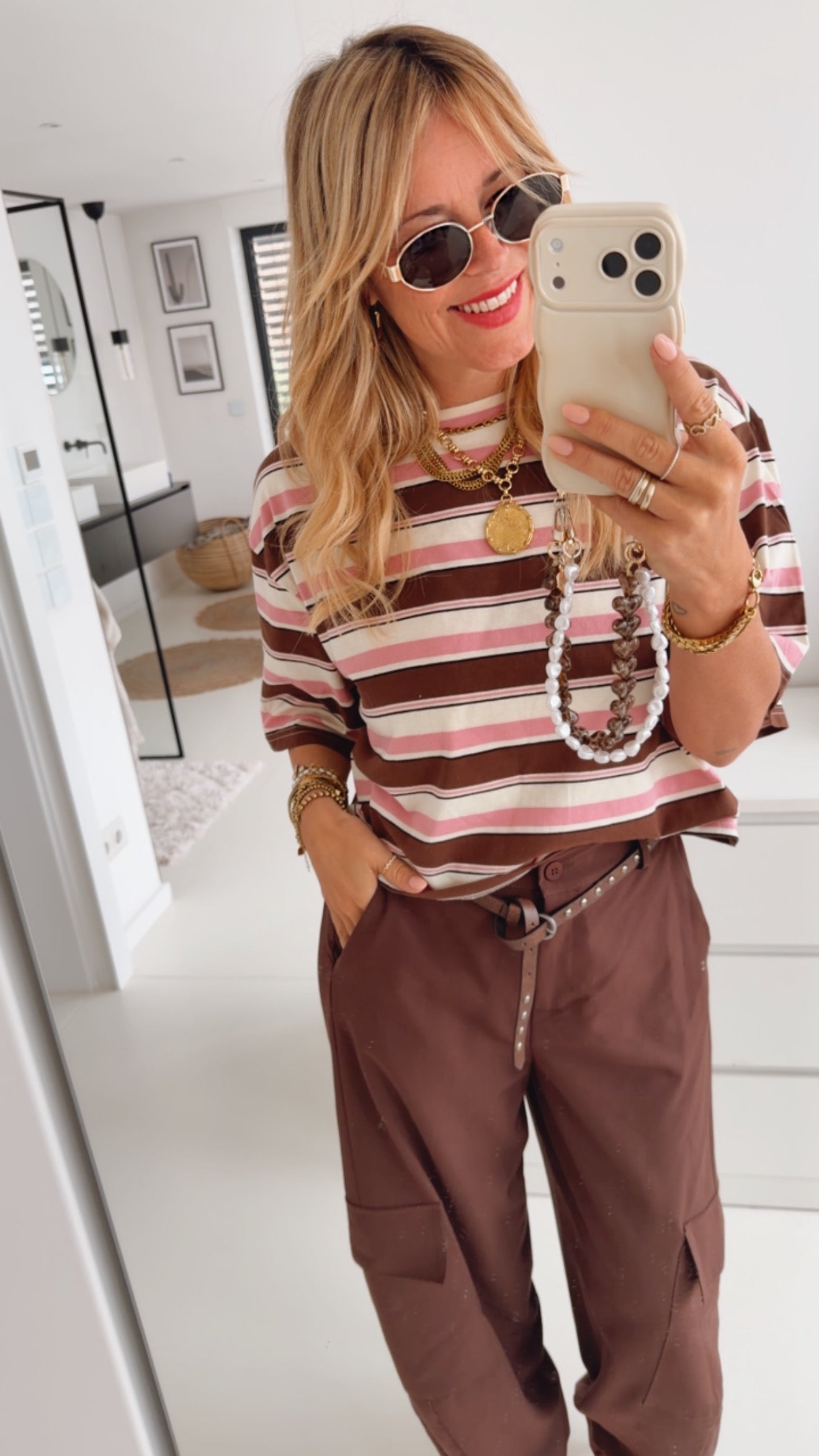 Cropped T-Shirt Streifen