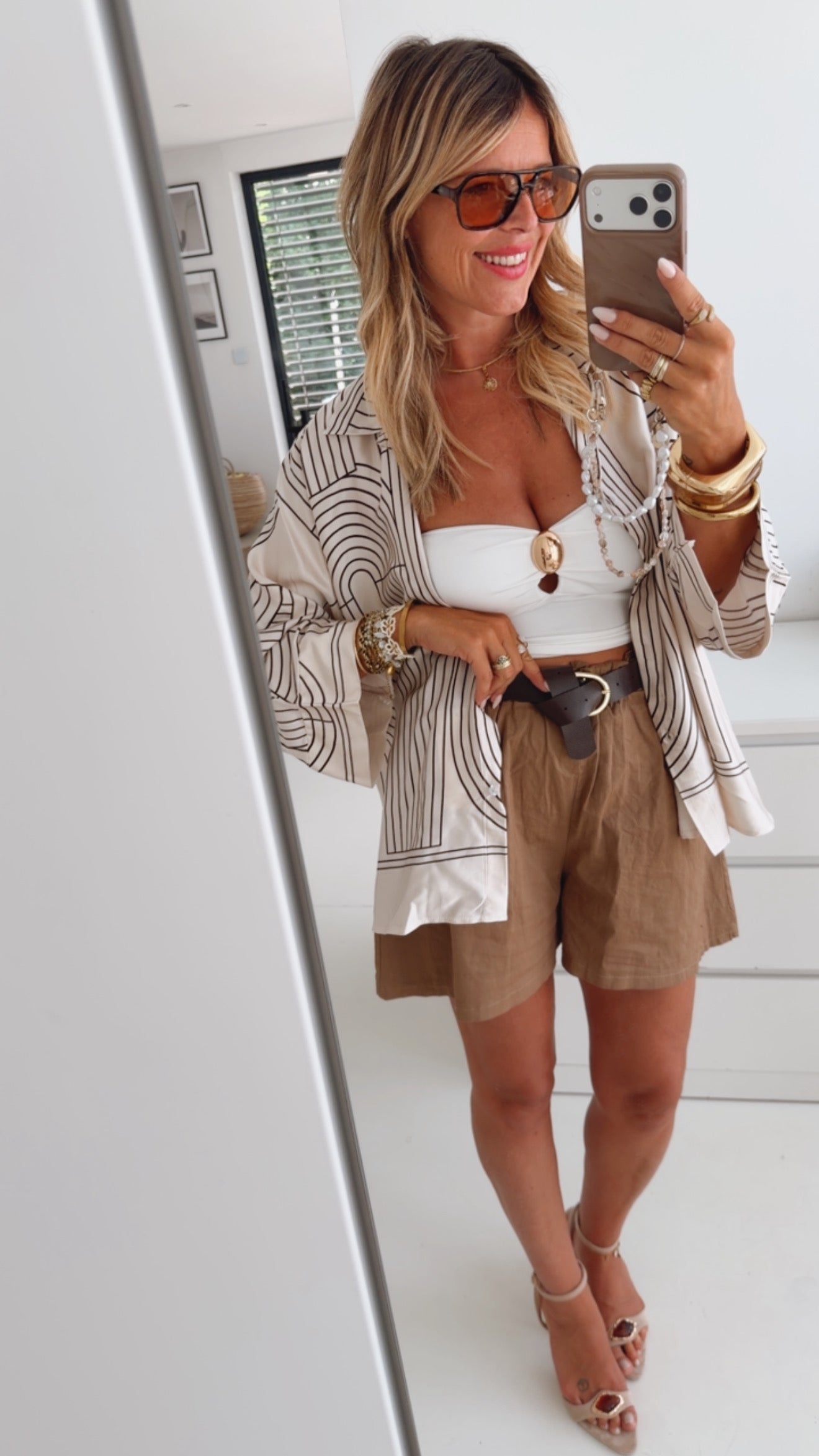 Knitter Shorts mit Gürtel