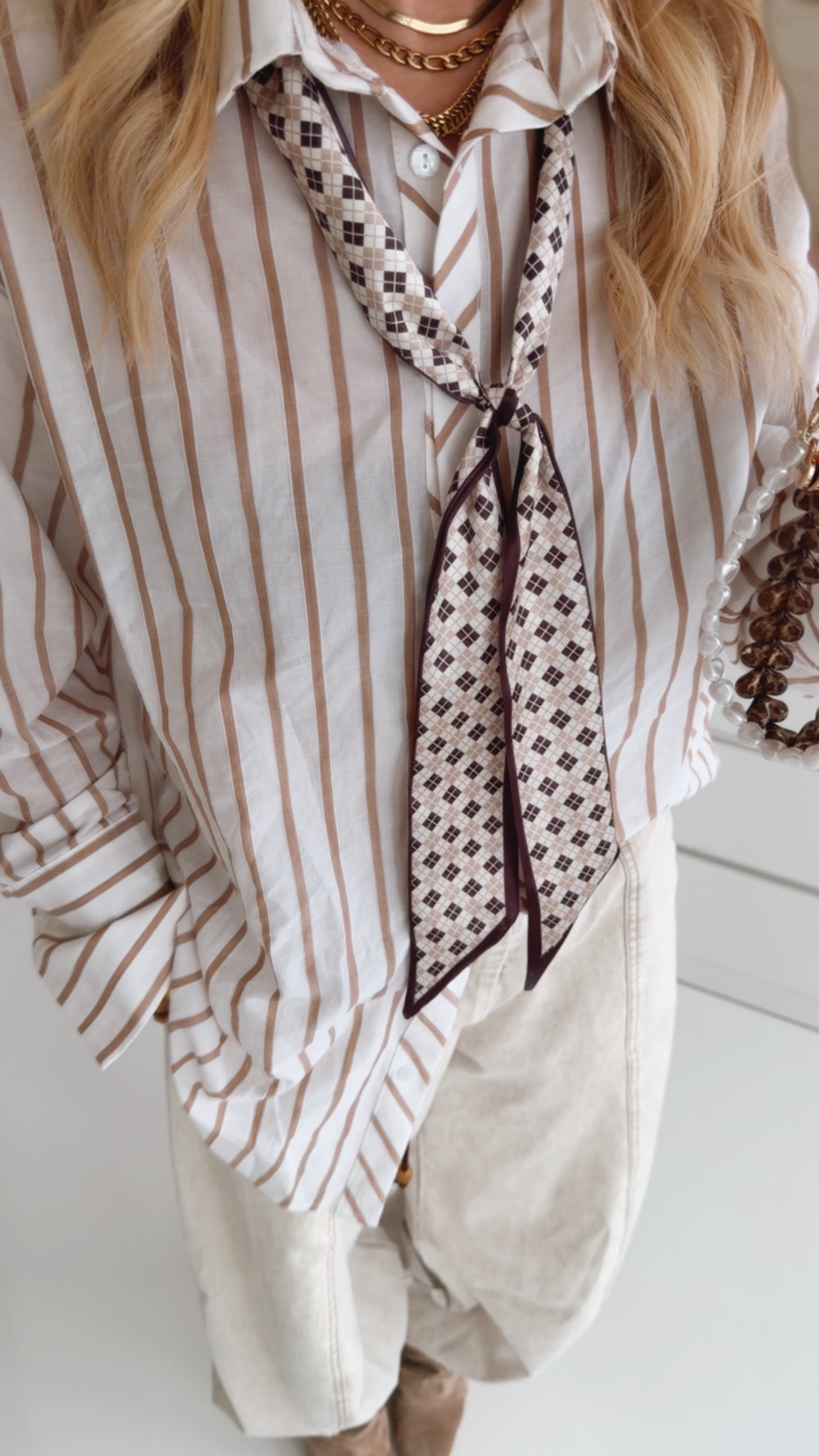 Hemd Bluse Neck Tie Stripes