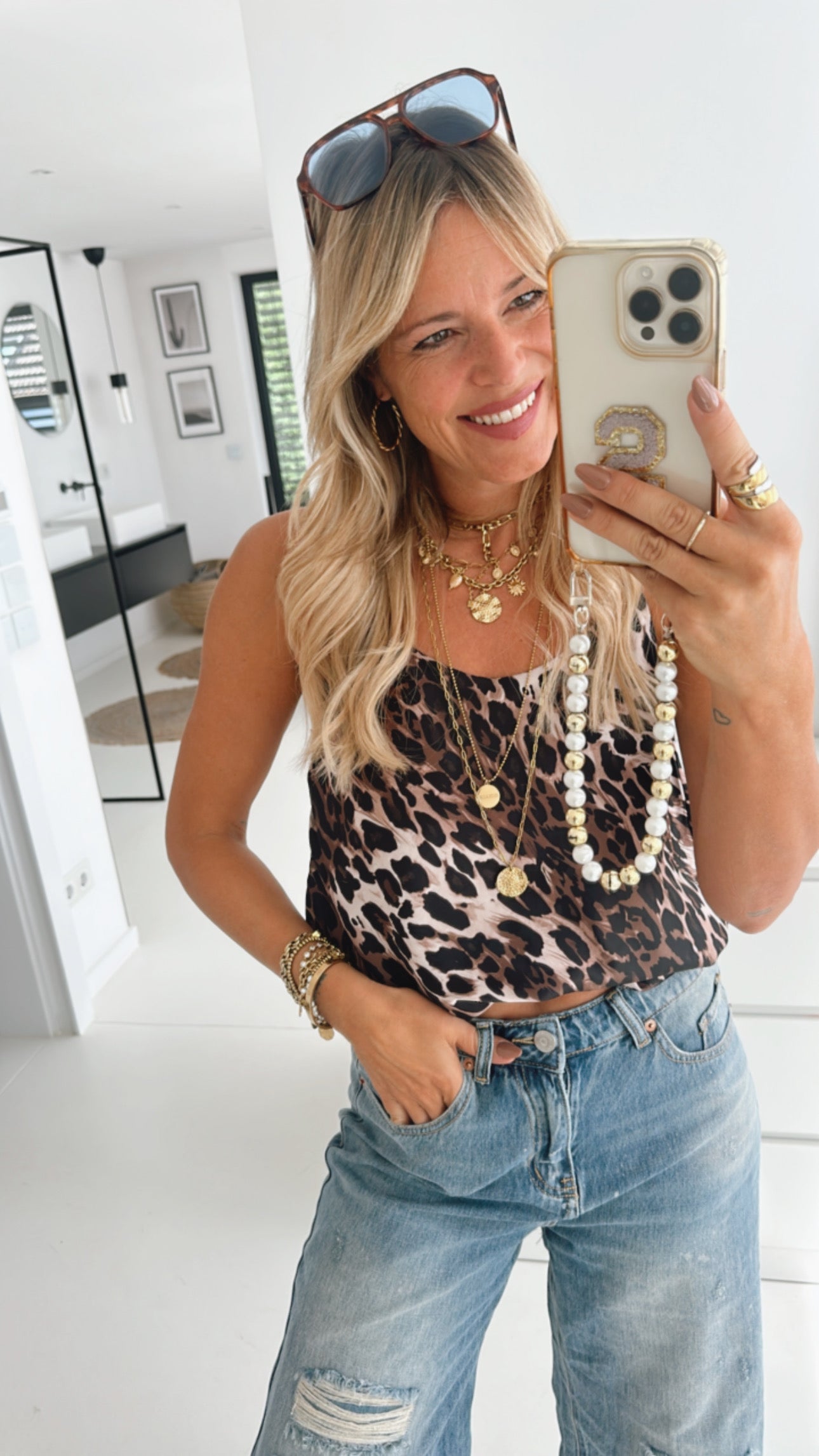 Leo Top V-Neck Seidenoptik