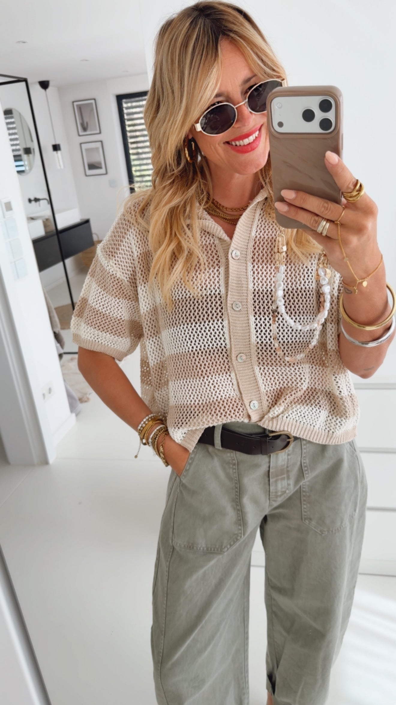 Loose Strick Hemd Kurzarm