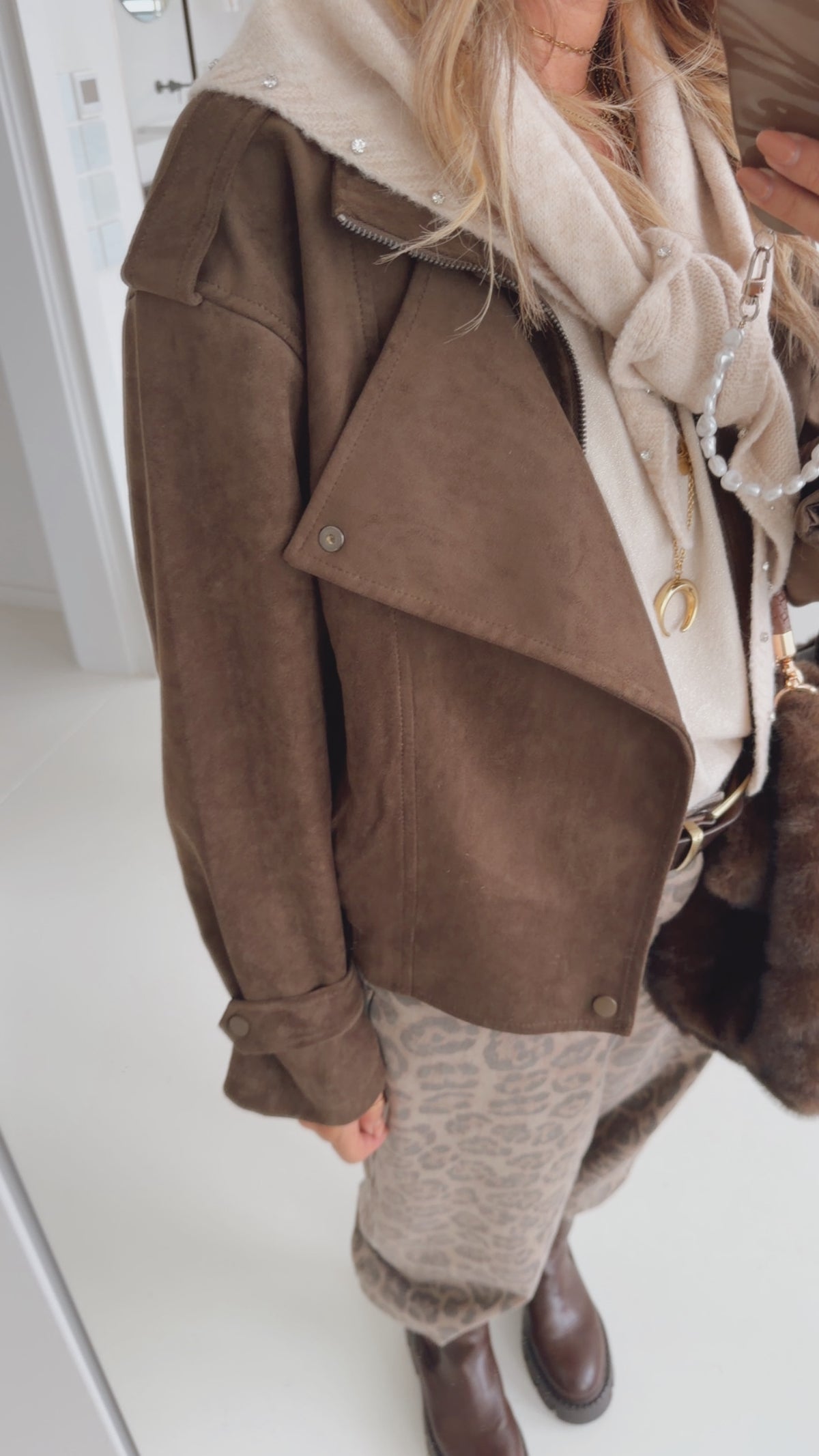Midi Jacke Sued Optik