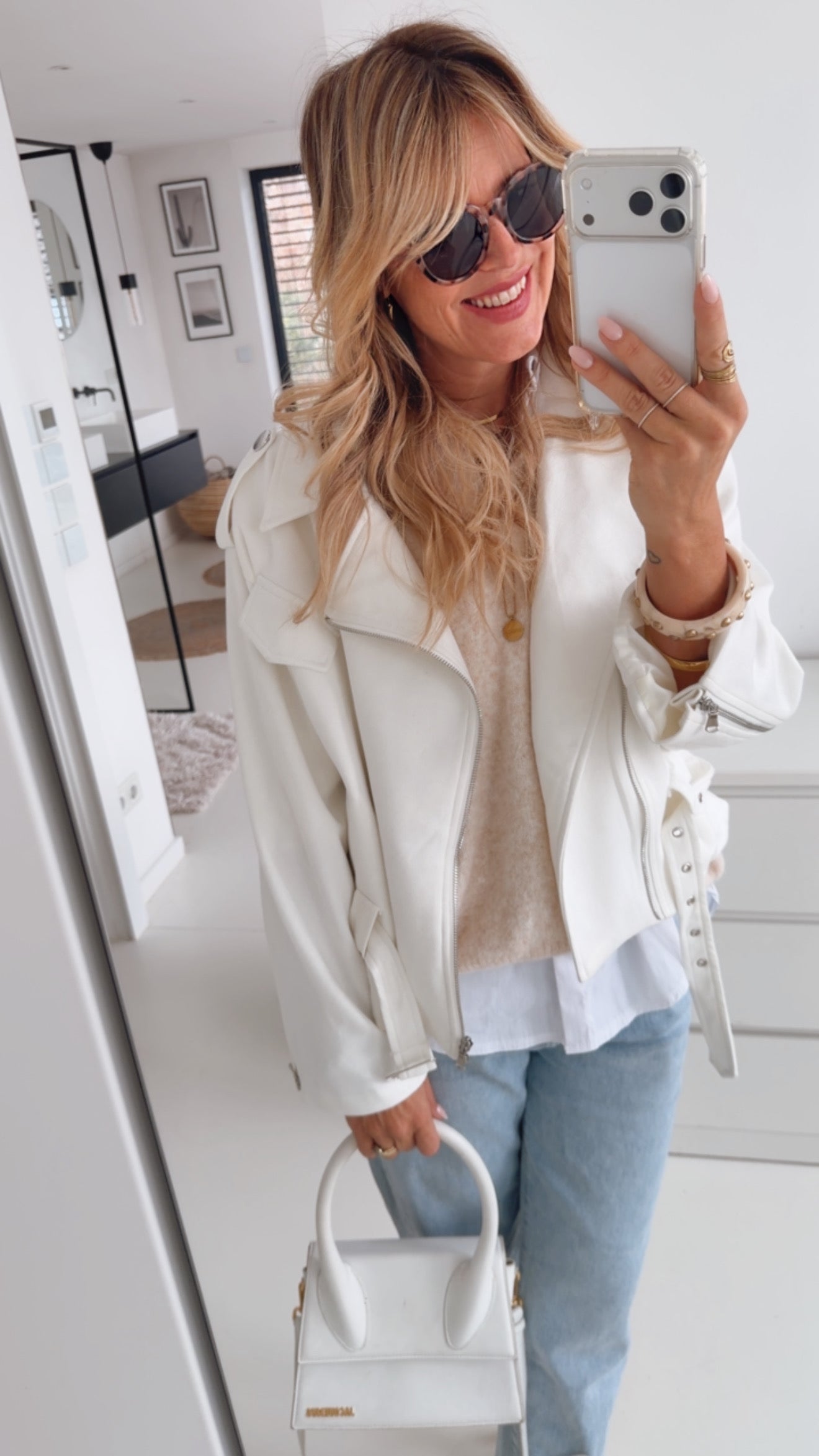 Midi Jacke Belt Wildlederoptik