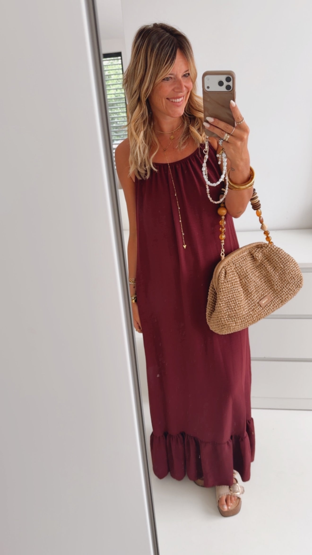 Spaghetti Kleid Volants