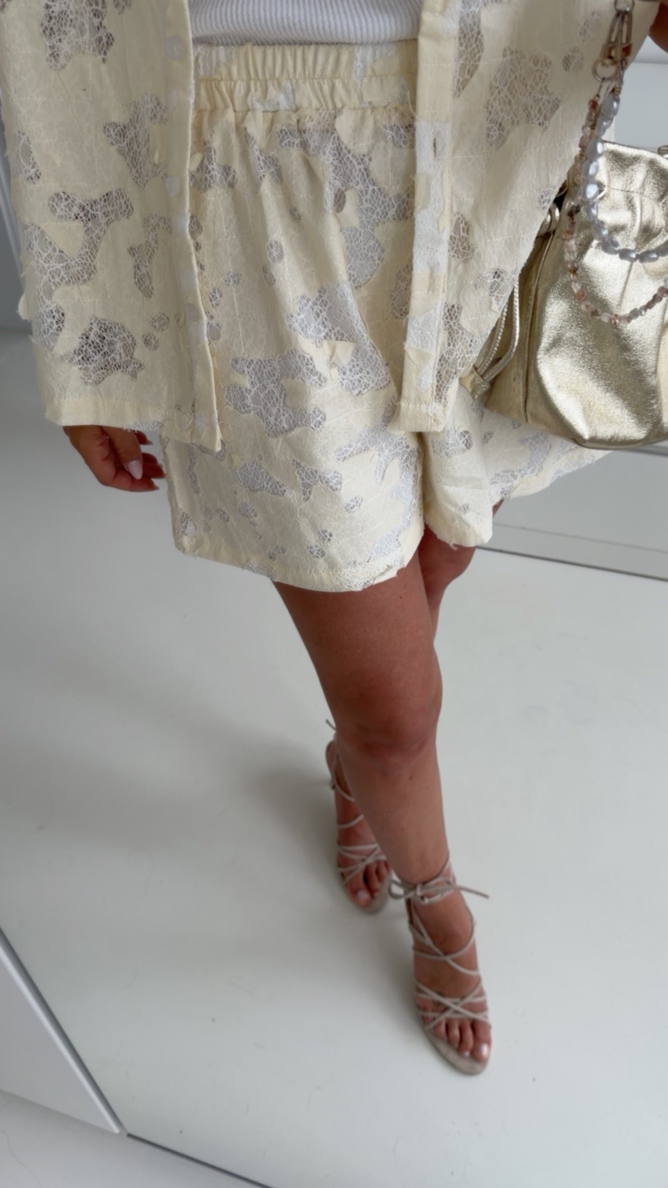 Structured Lace Midi Shorts