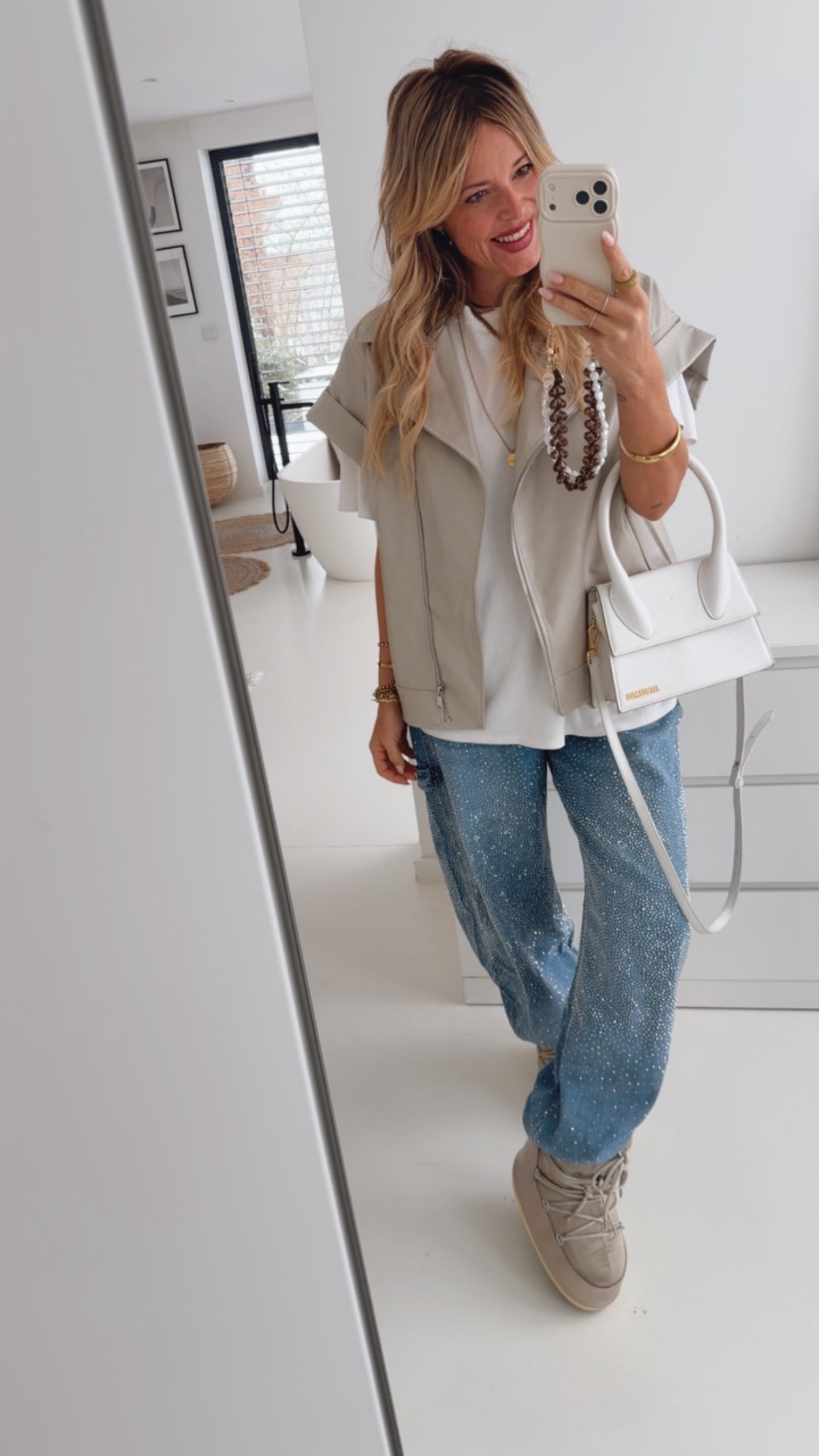 Loose Weste Lederoptik Zip