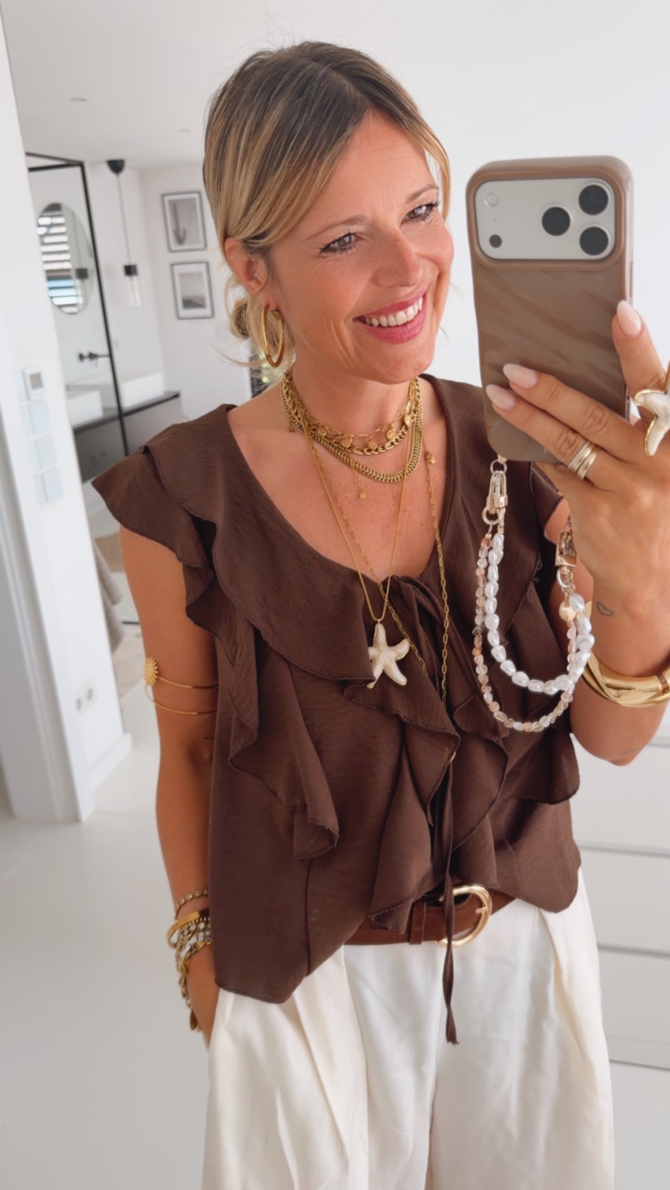 Shirt mit Volants und Knopfleiste