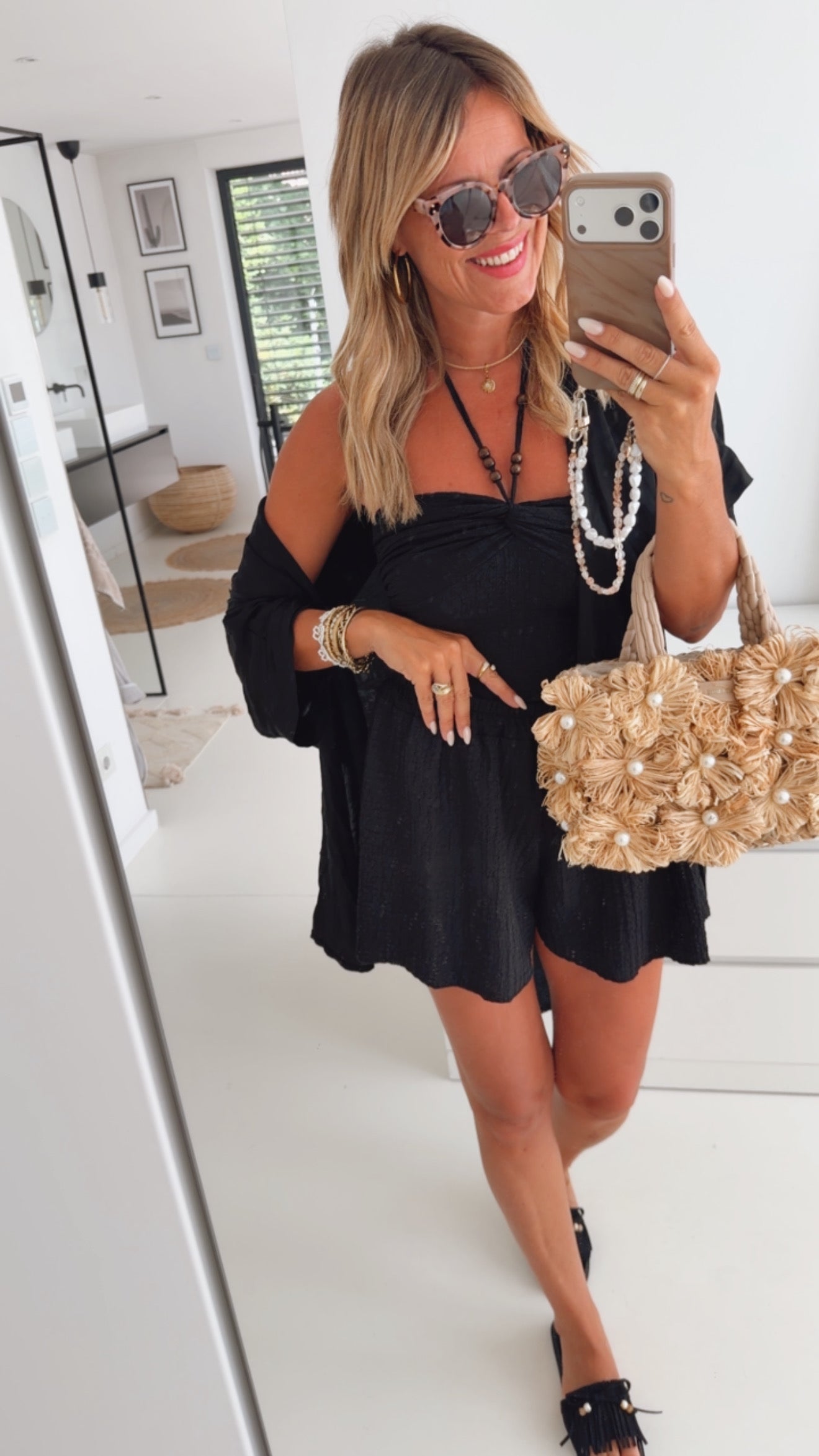 Bandeau Crinkle Top Pearls