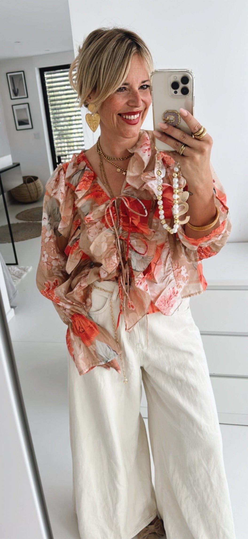Bluse Ruffle Flowers