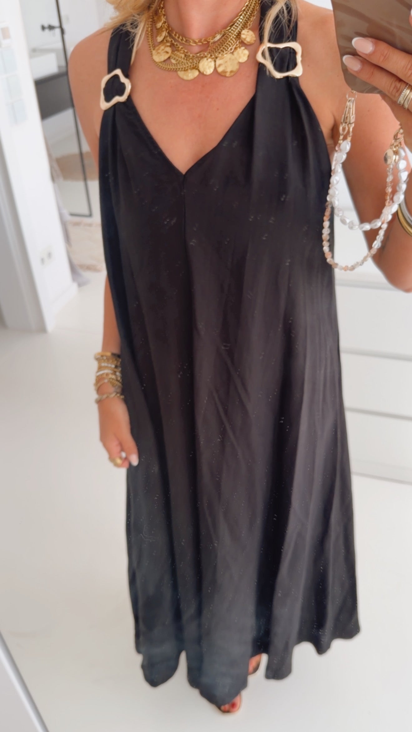Long Kleid Golden Detail