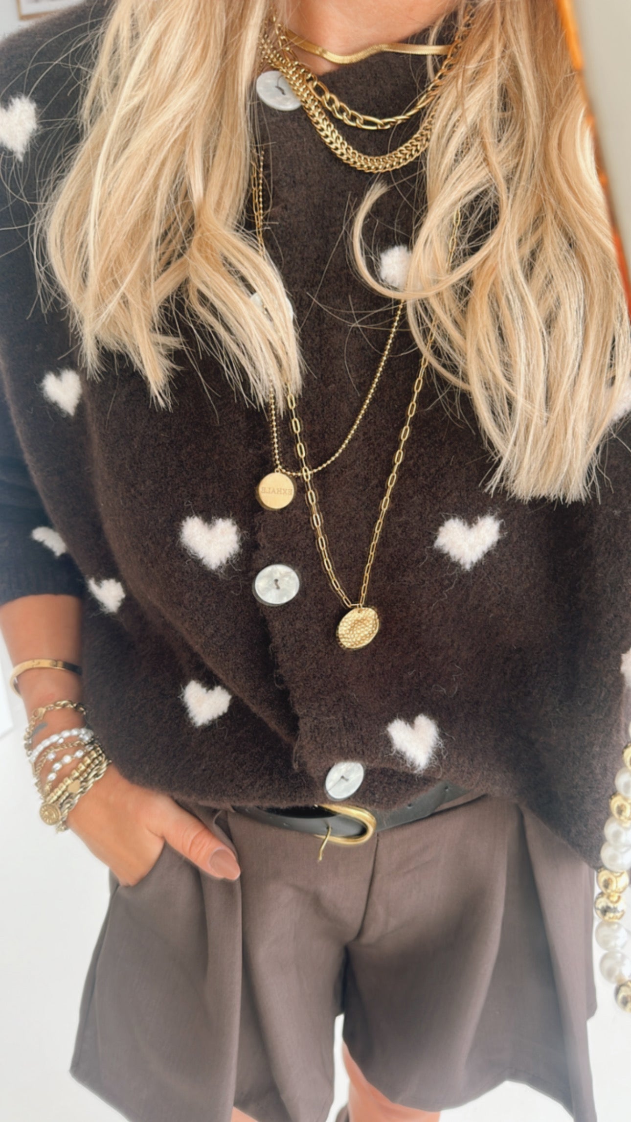 Strickjacke Little Hearts Dreiviertel Arm