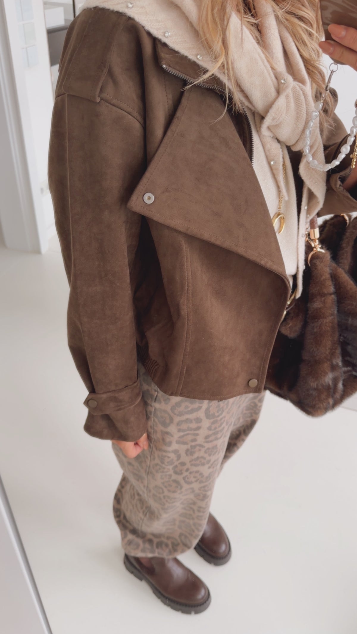 Midi Jacke Sued Optik