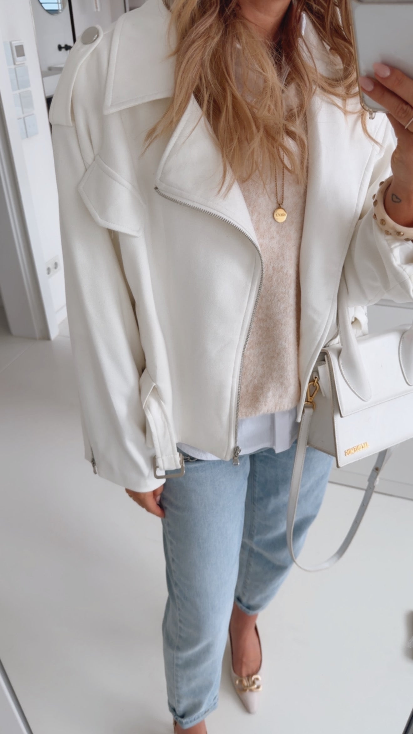 Midi Jacke Belt Wildlederoptik