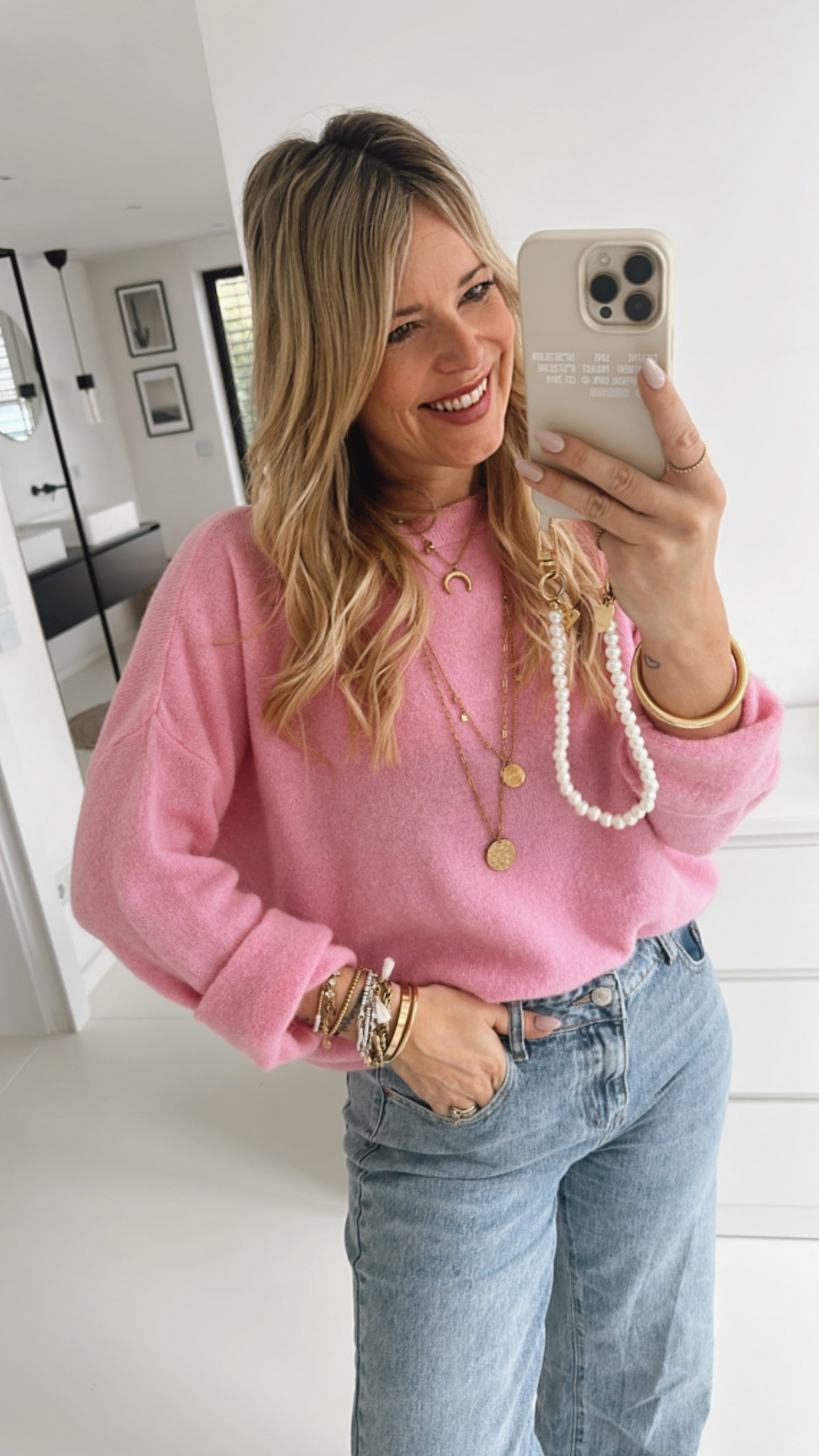 Midi Pulli Roundneck mit Umschlagarm