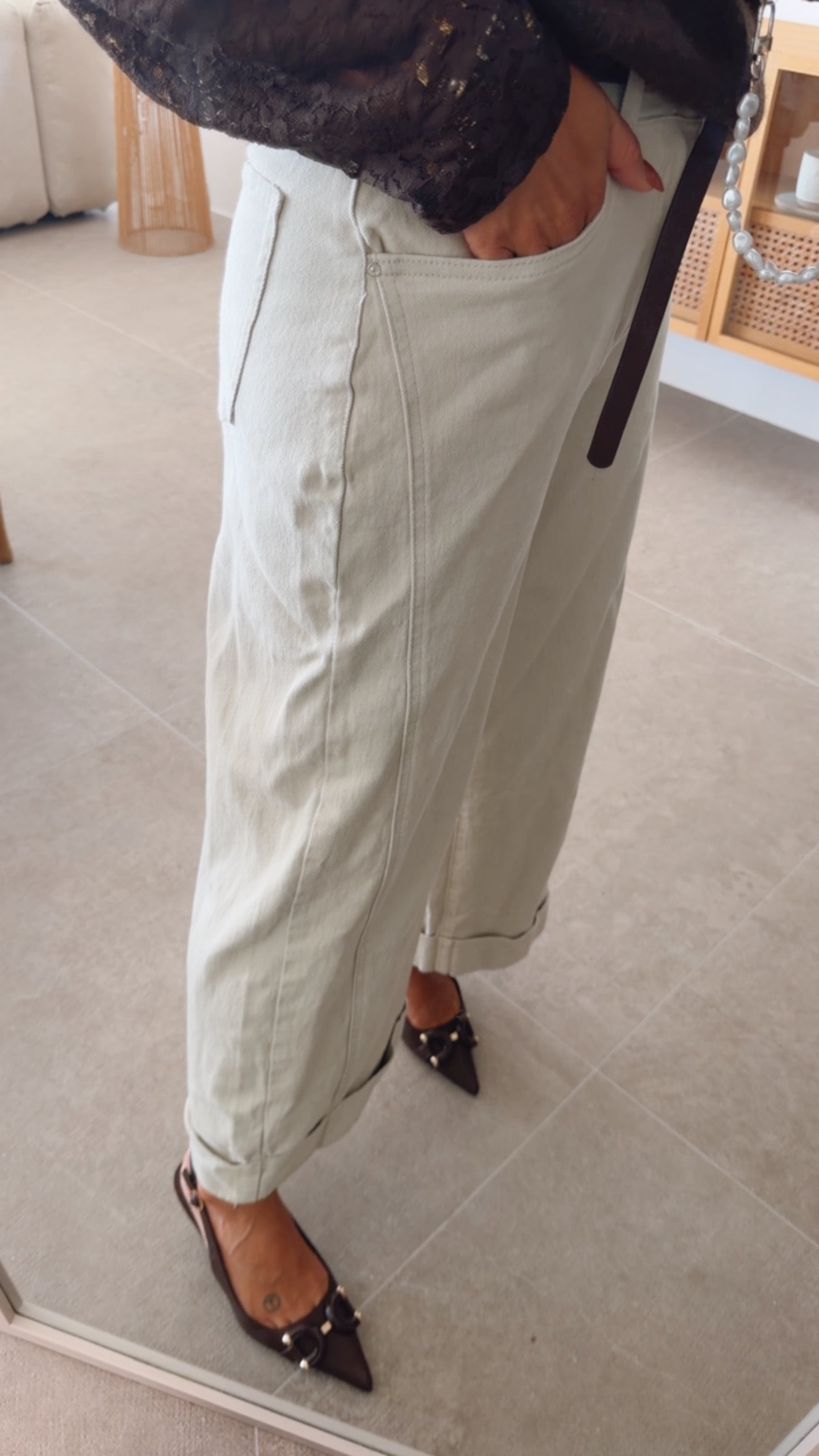 Wide Jeans mit Umschlag
