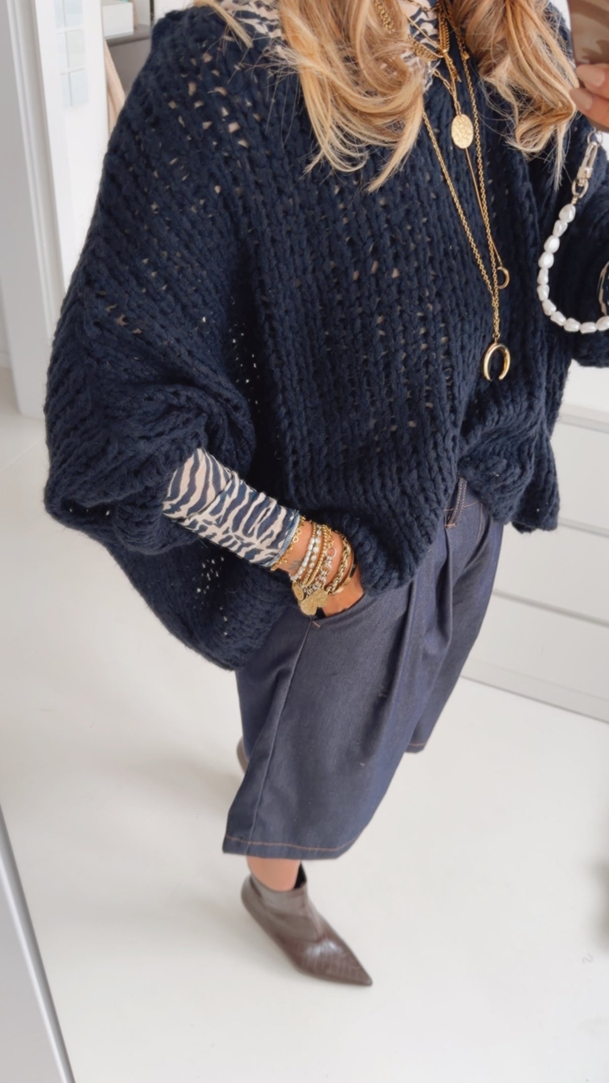 Oversize Grobstrick Pulli