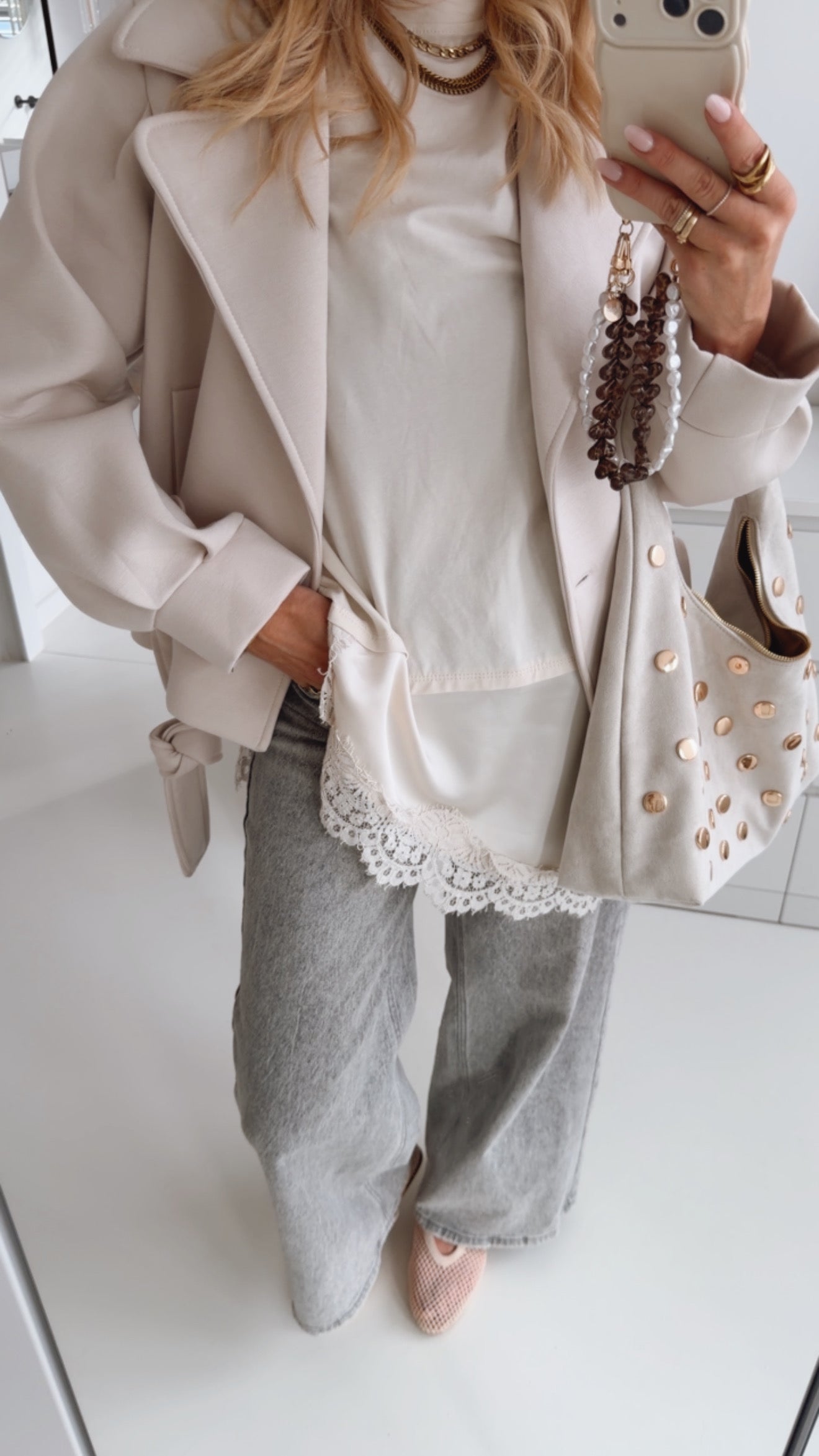 Loose T-Shirt Diagonal Lace