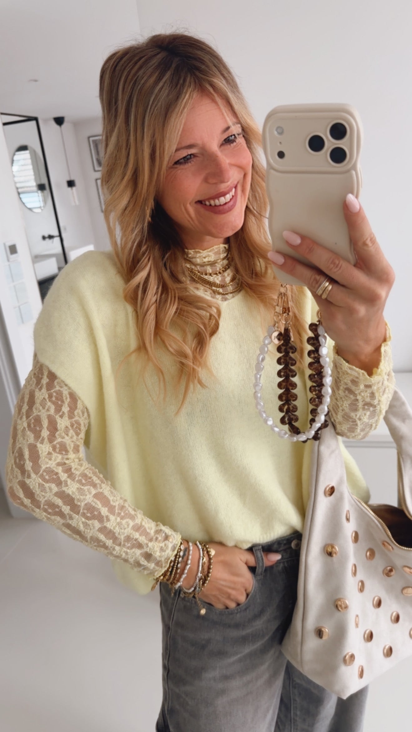 Midi Strick Pullunder Loose V-Neck