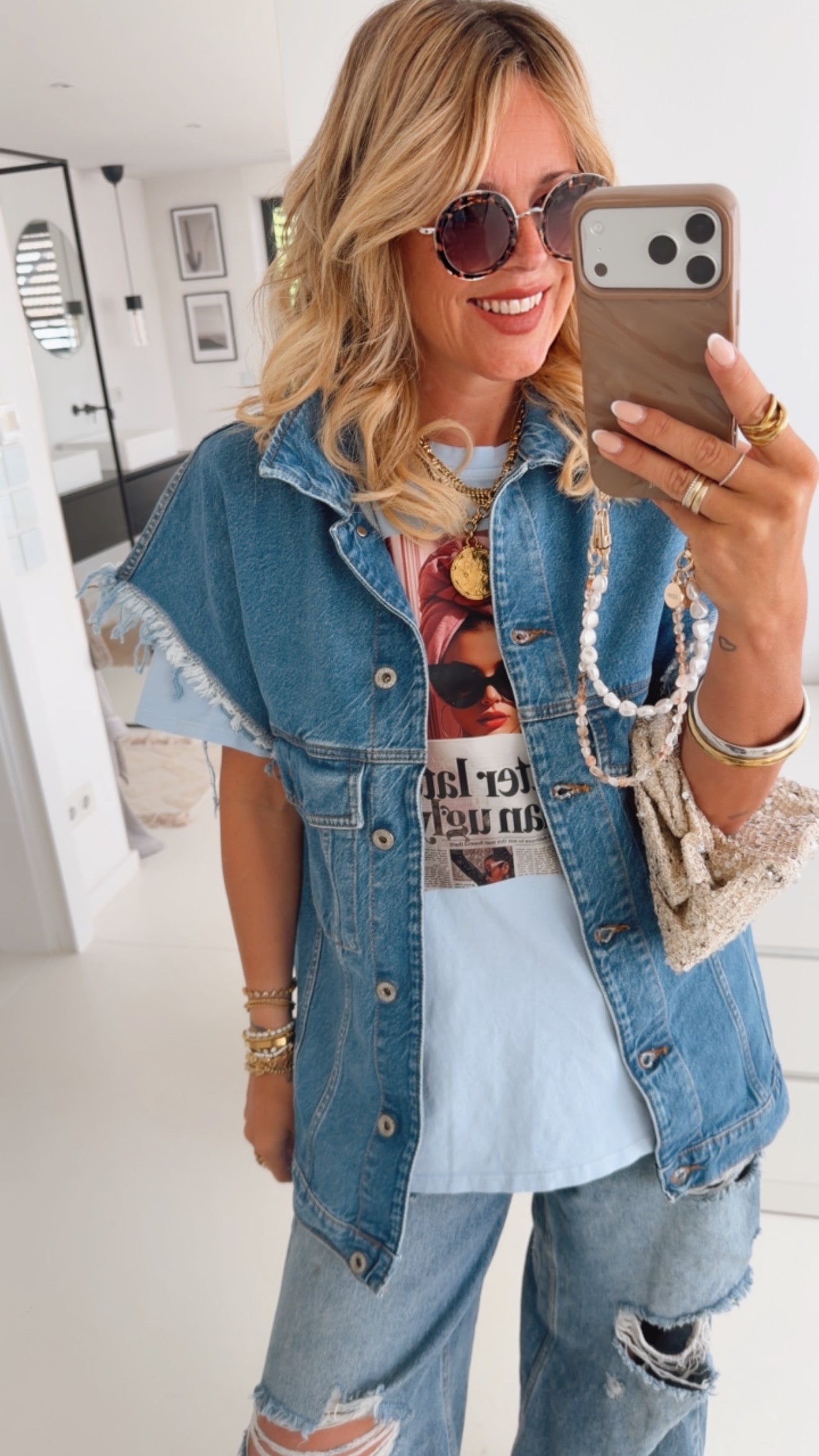 Jeans Weste Fringe