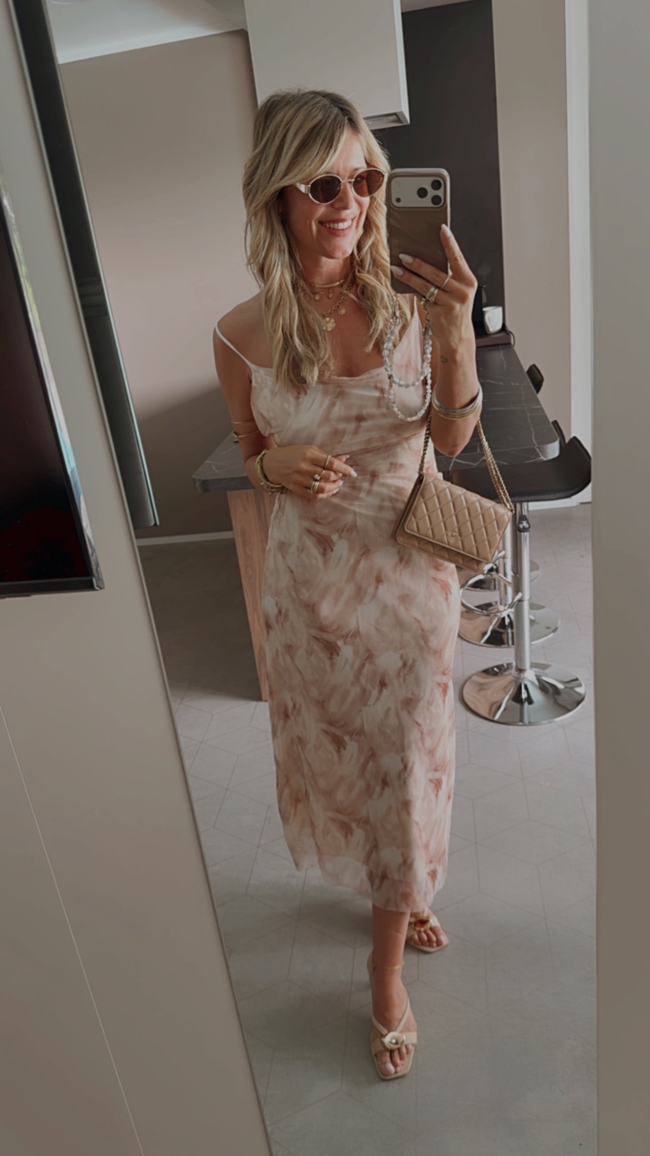 Spaghetti Kleid Mesh