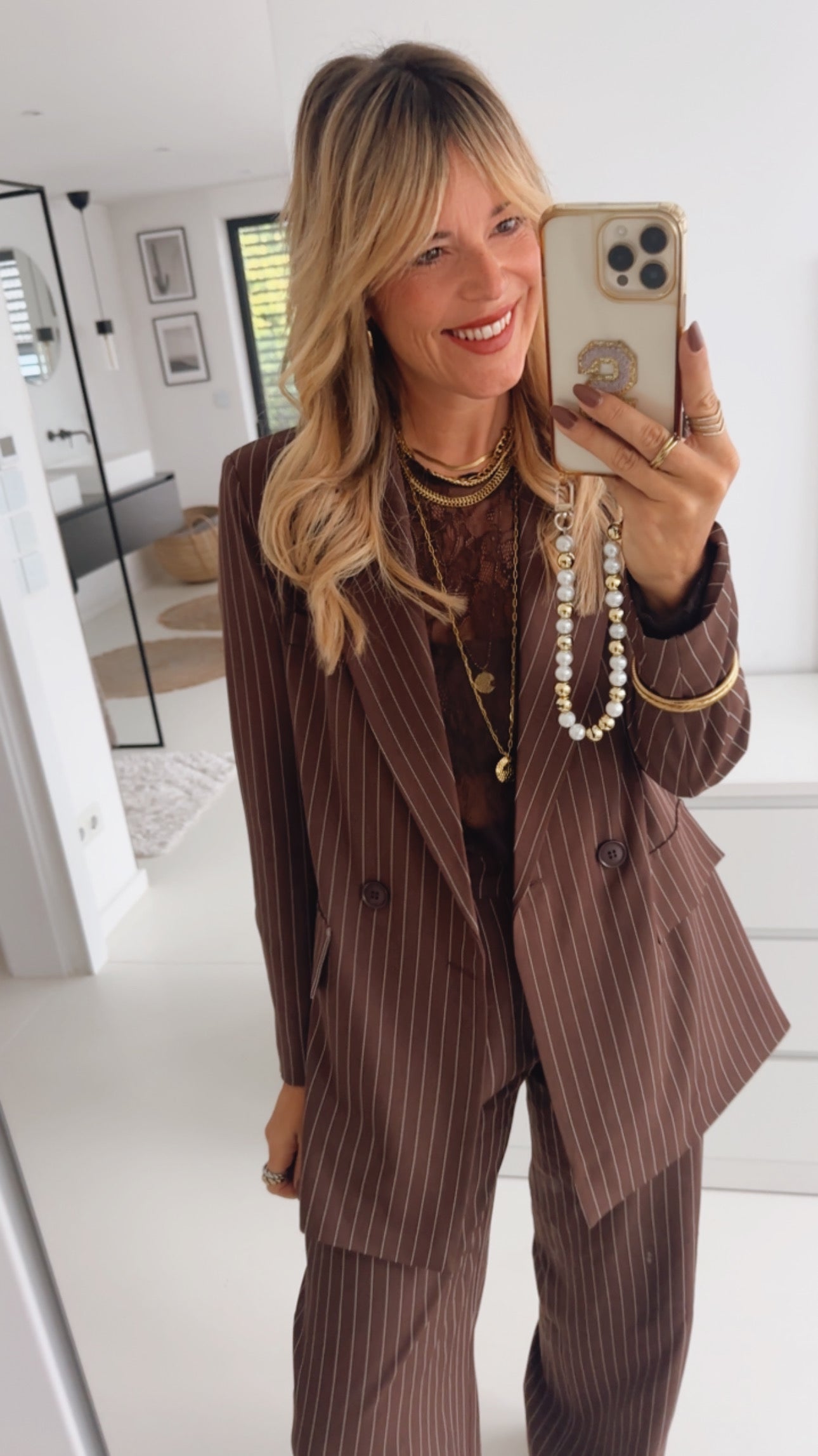 Long Blazer Fine Pin Stripes