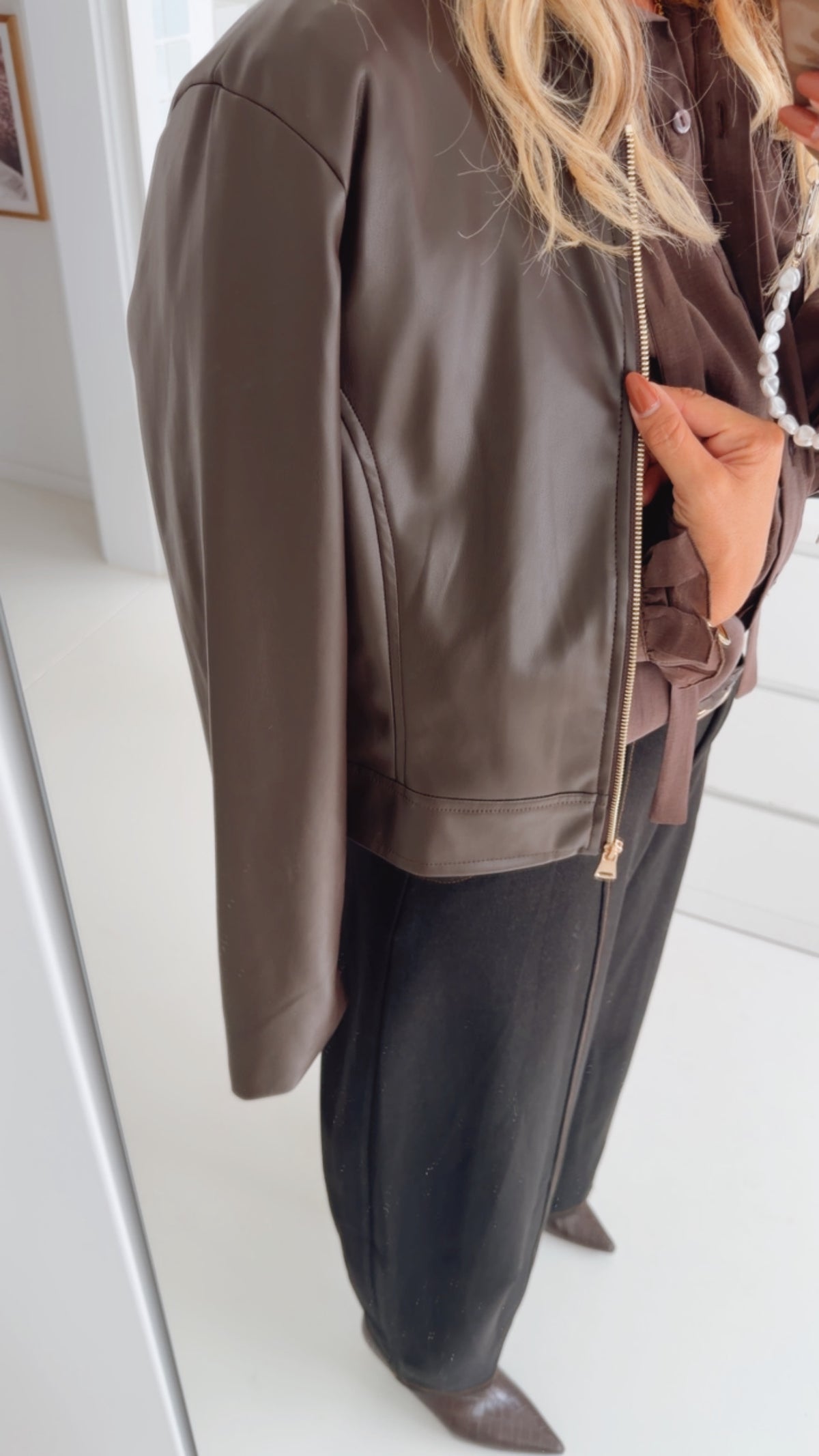 Cropped Jacke Lederoptik