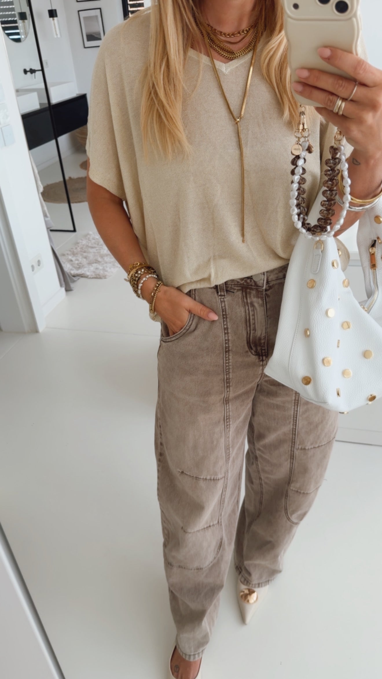 Knit Shirt V-Neck Glitter