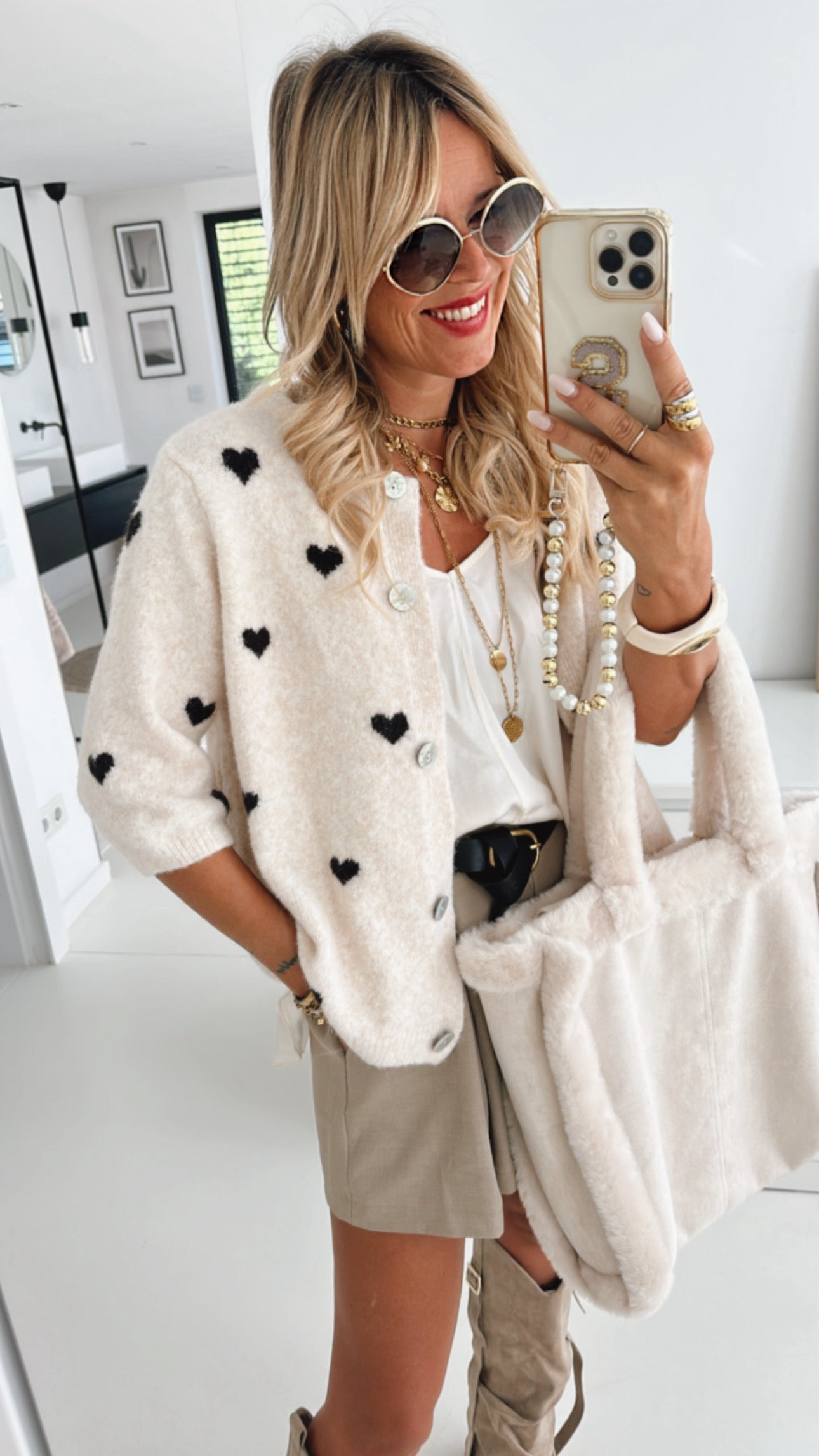 Strick Jacke Little Hearts Dreiviertel Arm