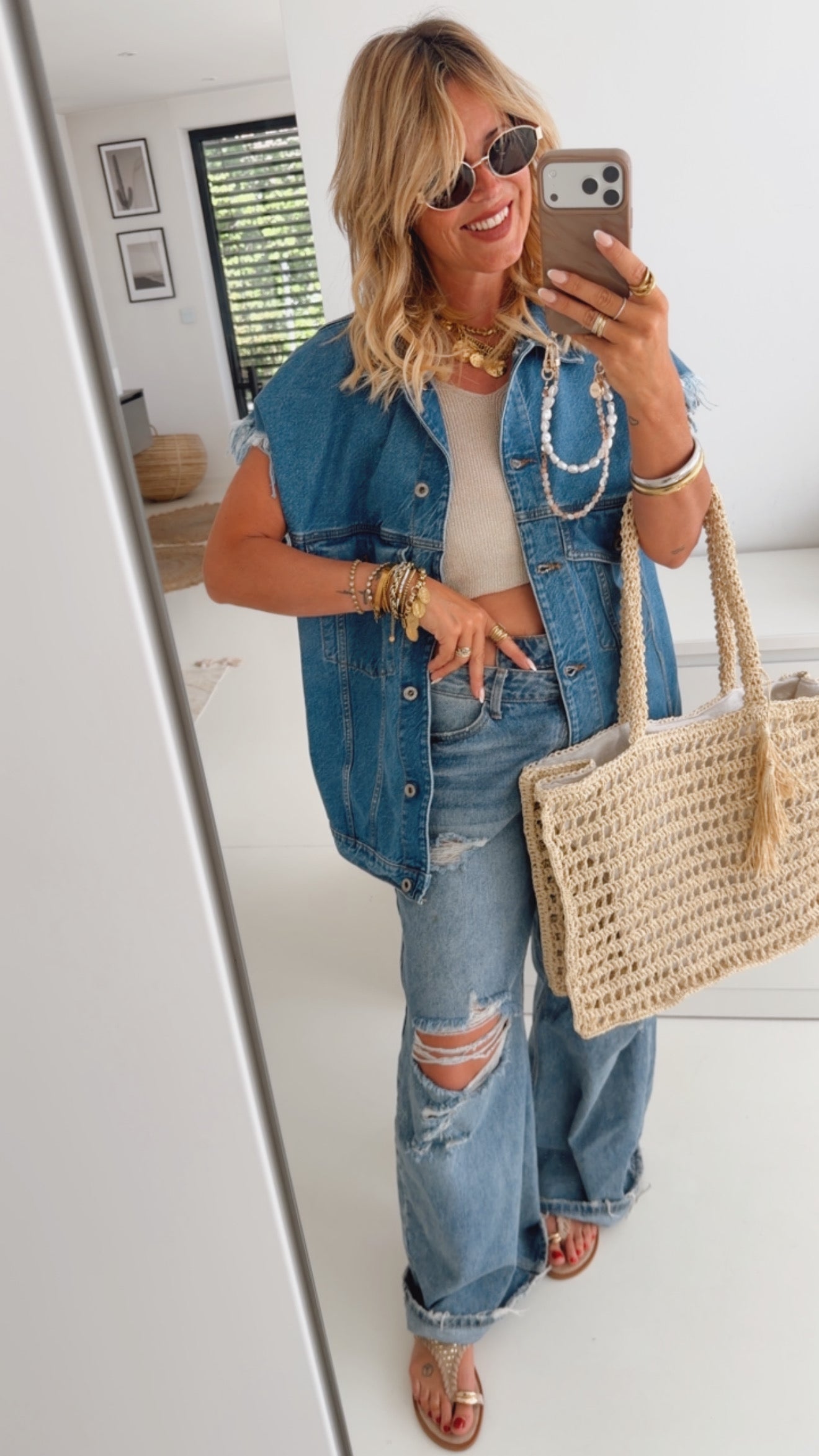 Jeans Weste Fringe