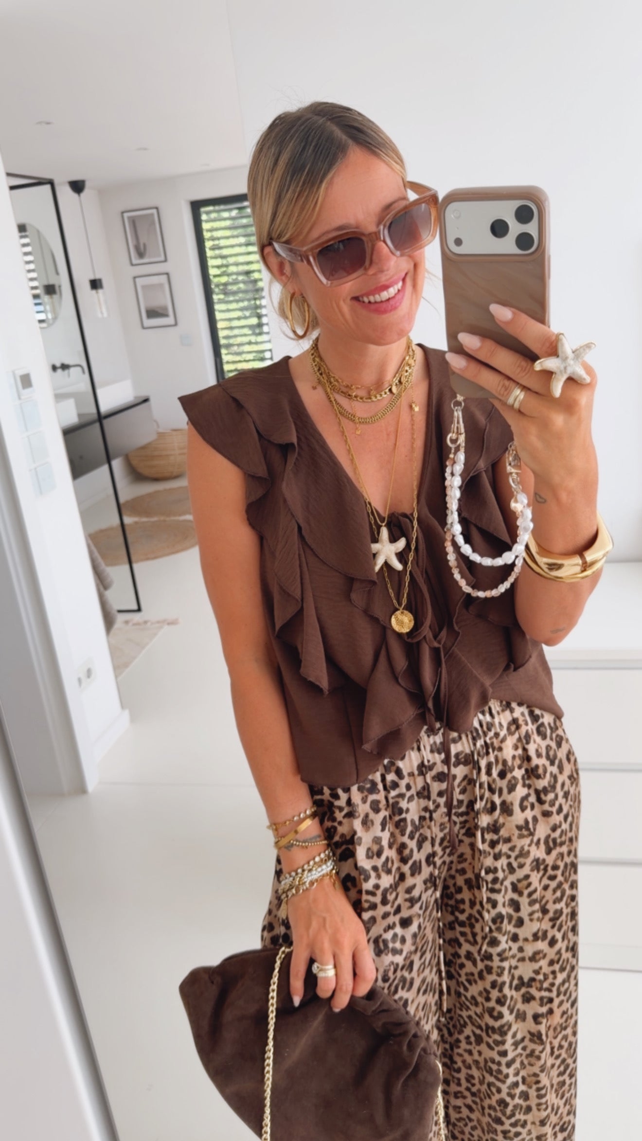 Shirt mit Volants und Knopfleiste