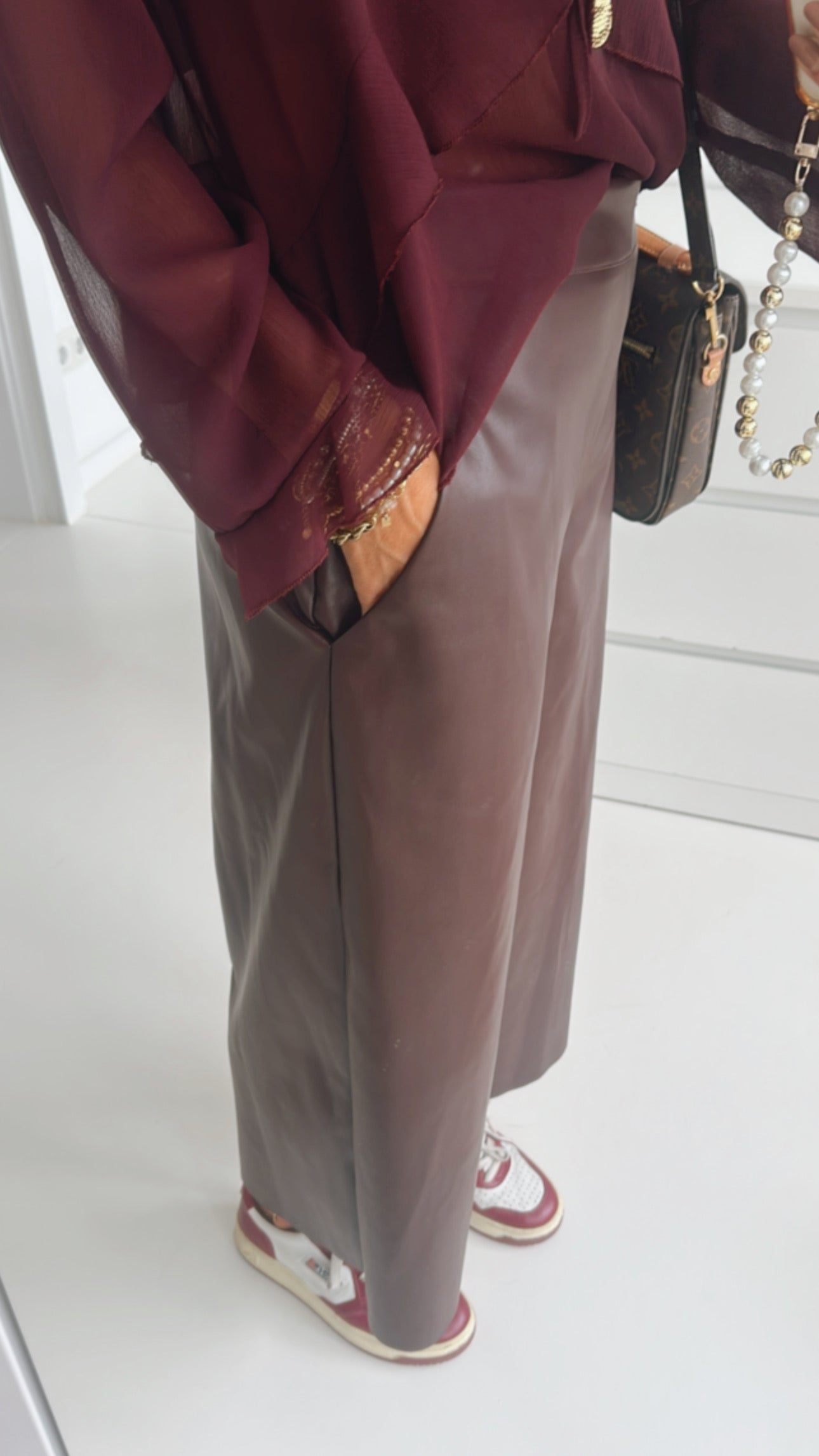 Loose Capri Hose Lederoptik