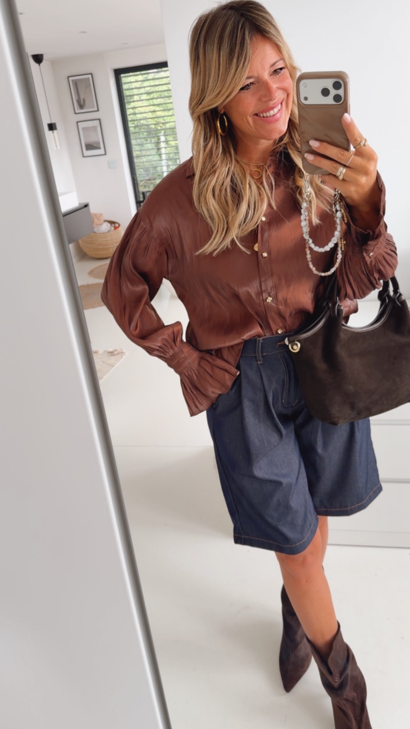 Schimmer Bluse Statement Ärmel