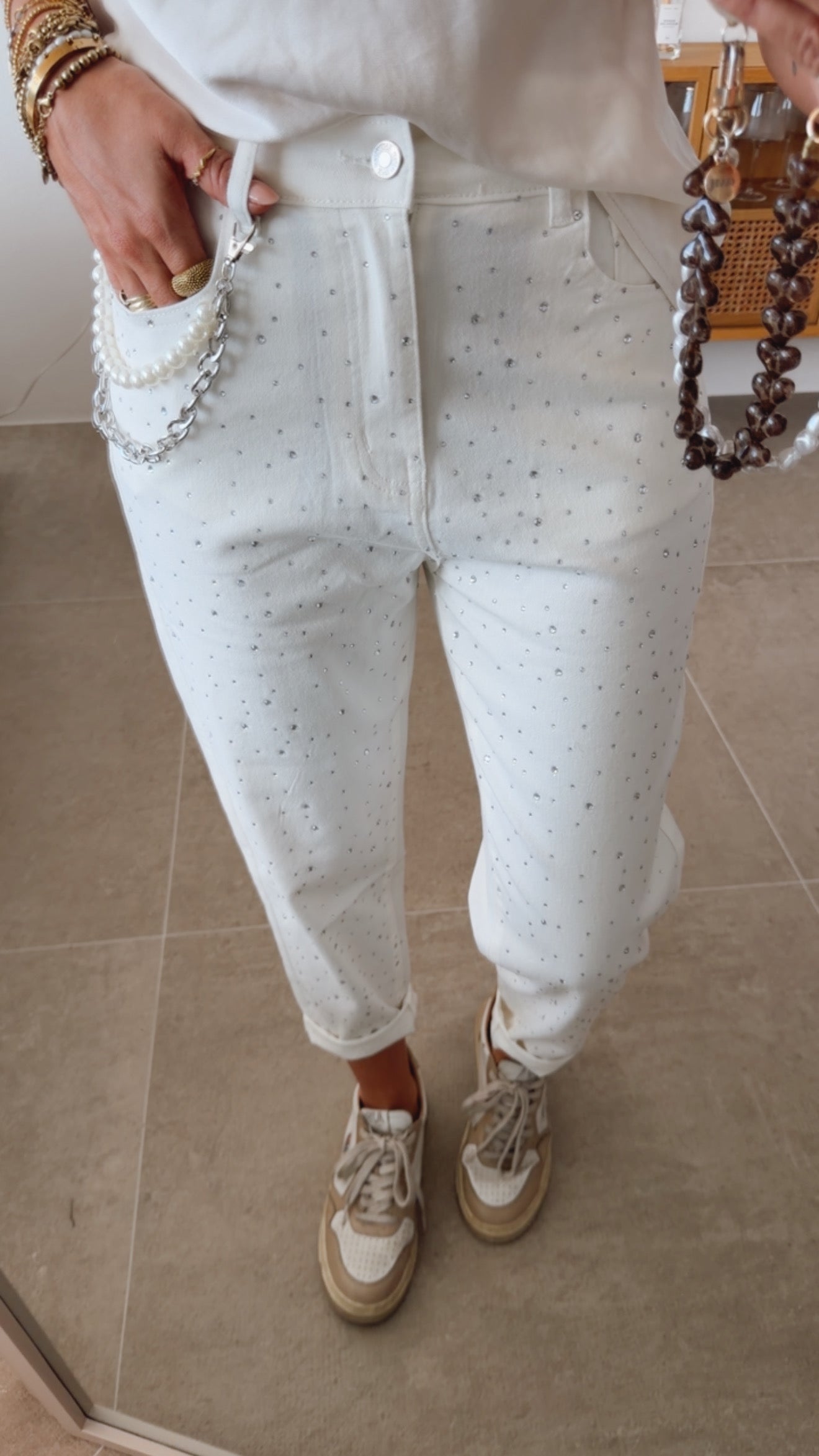 Mom Style Jeans Chain & Sparkle